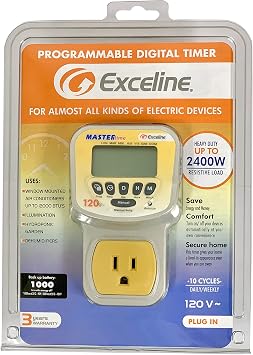 Exceline Programmable Digital Timer - Black or White, 20 Settings