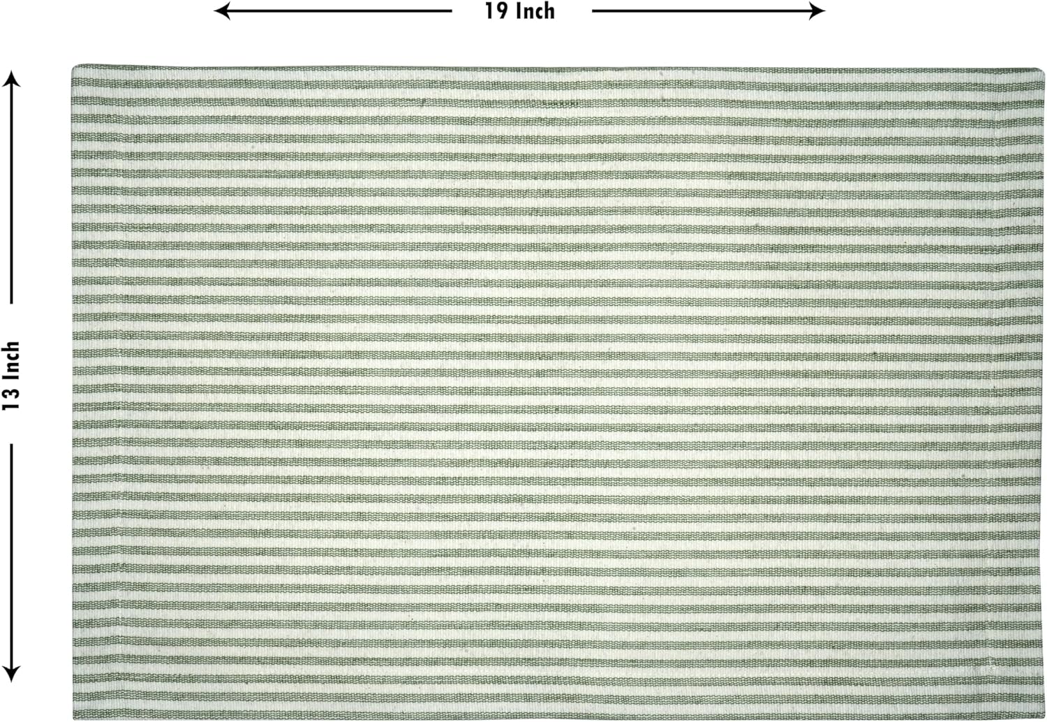 Cloths Small Stripe Placemats for Dining Table Set of 4, Heat Resistant Washable 100% Cotton Table Mats, Modern Place Mats for Dining Table Decor 13" x 19", Green
