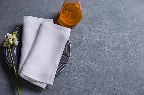 Miniatura 2 de Solino Home Juego de 12 servilletas de cóctel de lino blanco de 9 pulgadas, 100% lino puro, Fete