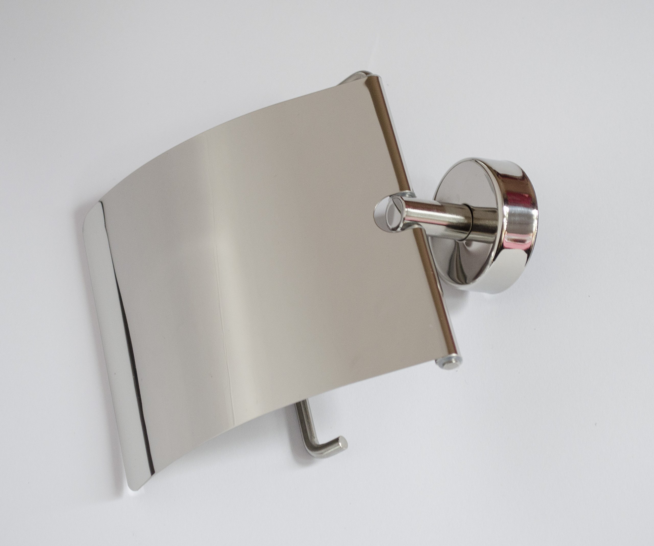 Kapitan Portarrollos de Papel Higiénico con Tapa, Acero Inoxidable AISI 304 18/10, Dispensador de Papel, Montado en la Pared, Acabado Pulido Fabricado en Europa, 20 años de garantía (Paquete de 2)