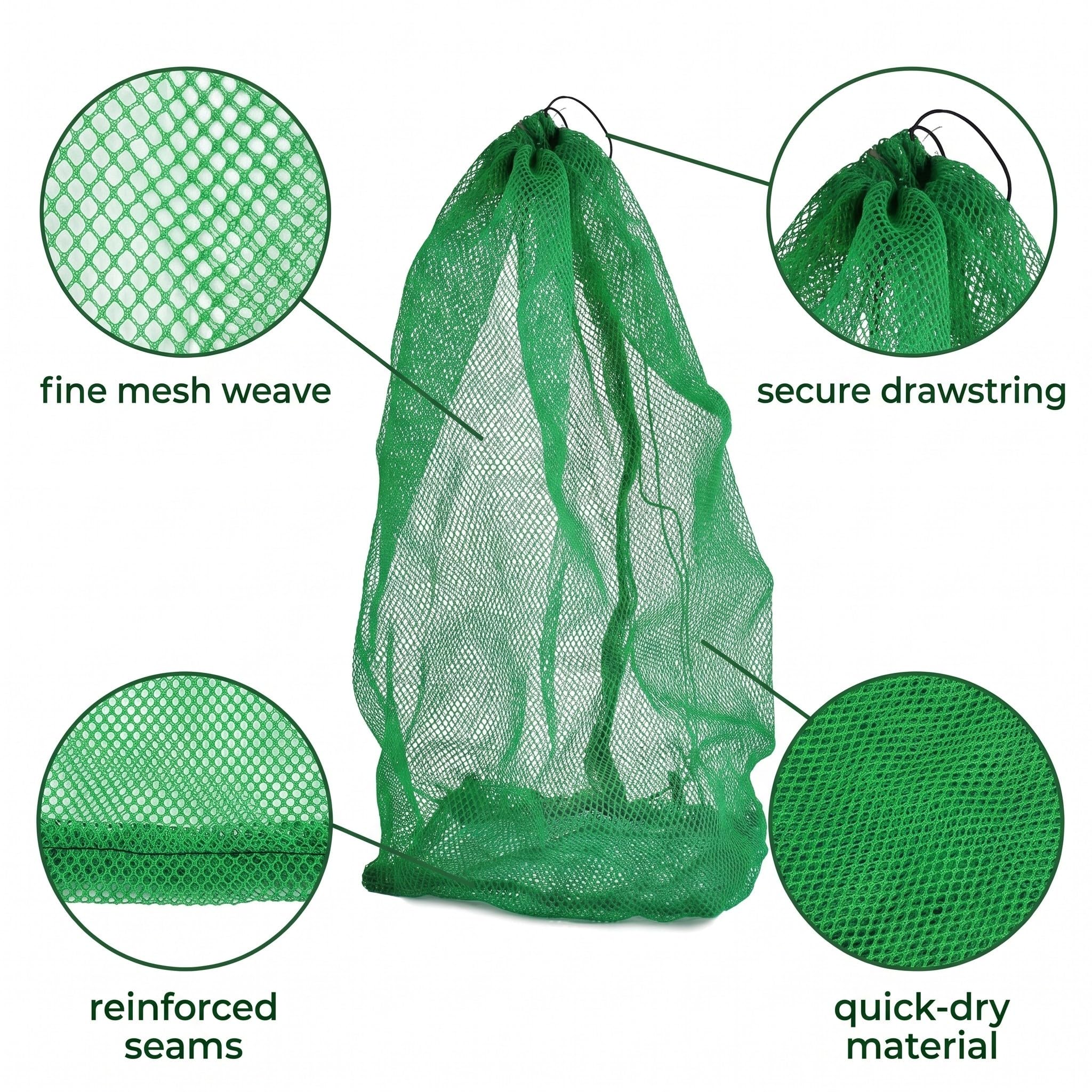 Bourriche Peche 80x50cm, Sac Soluble Peche Carpe, Filet Peche en Nylon Vert Renforcé, Sac de Conservation Poisson Pliable et Séchage Rapide, Nasse à Poisson Multifonctionnelle