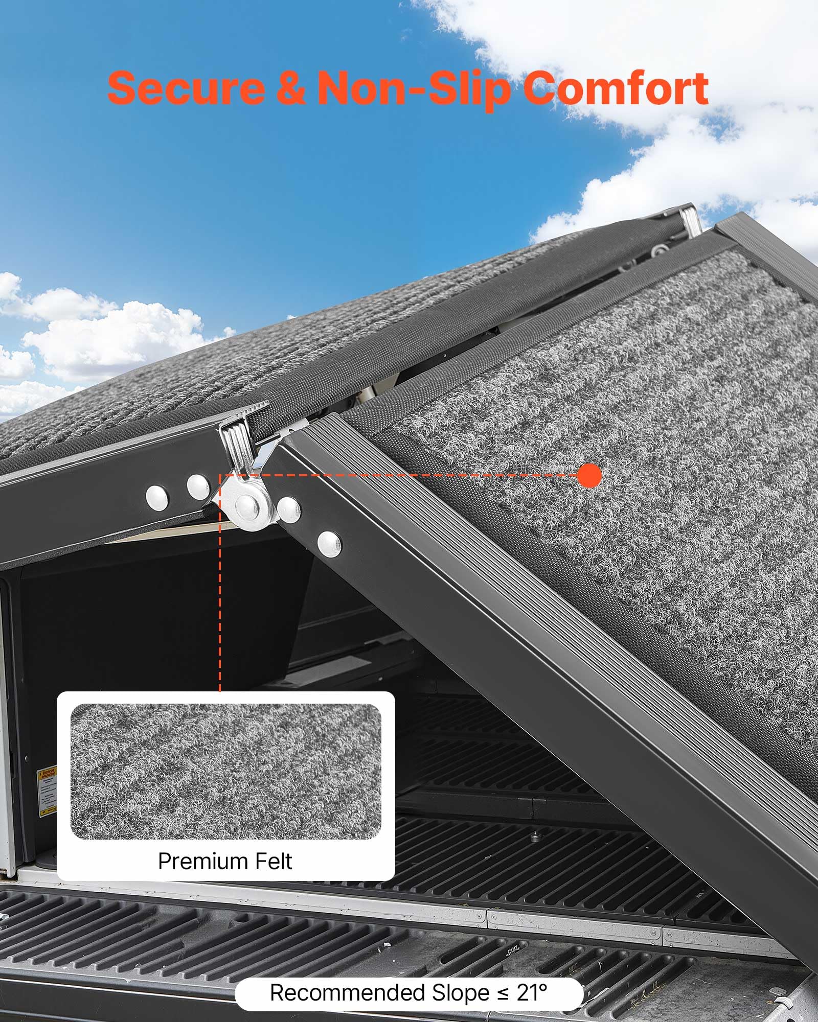 VEVOR Rampa Plegable para Perros para Coches, 180 x 43,2 cm, para Perros Medianos y Grandes de hasta 113 kg, con Superficie de Fieltro Antideslizante, Portátil para Exteriores, SUV y Camiones