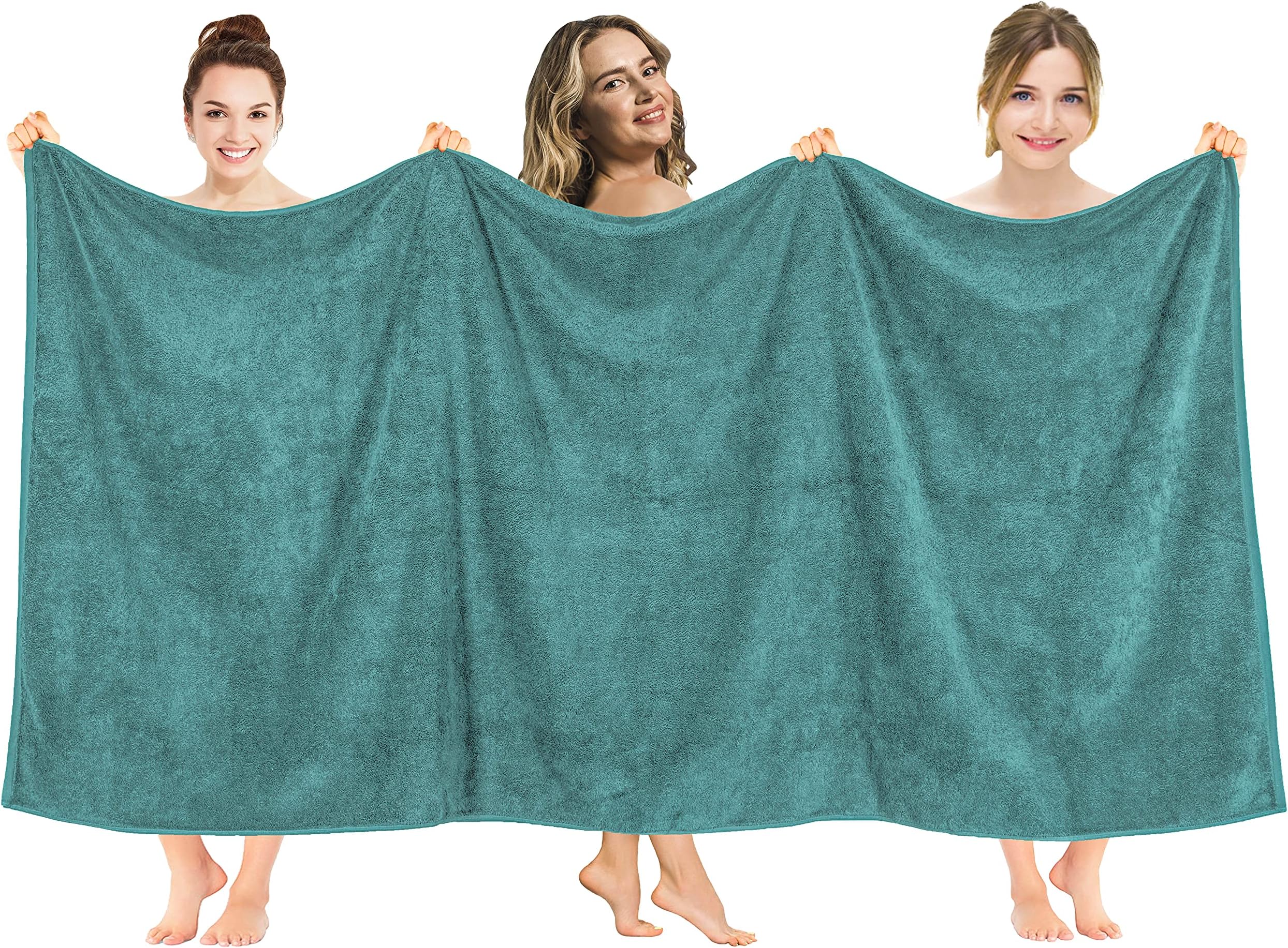 American Soft Linen 100% Cotton 600 GSM Turkish 40x80 Oversized Bath Towel Sheet, Extra Large Adult Towels for Bathroom, Teal Bath Sheet