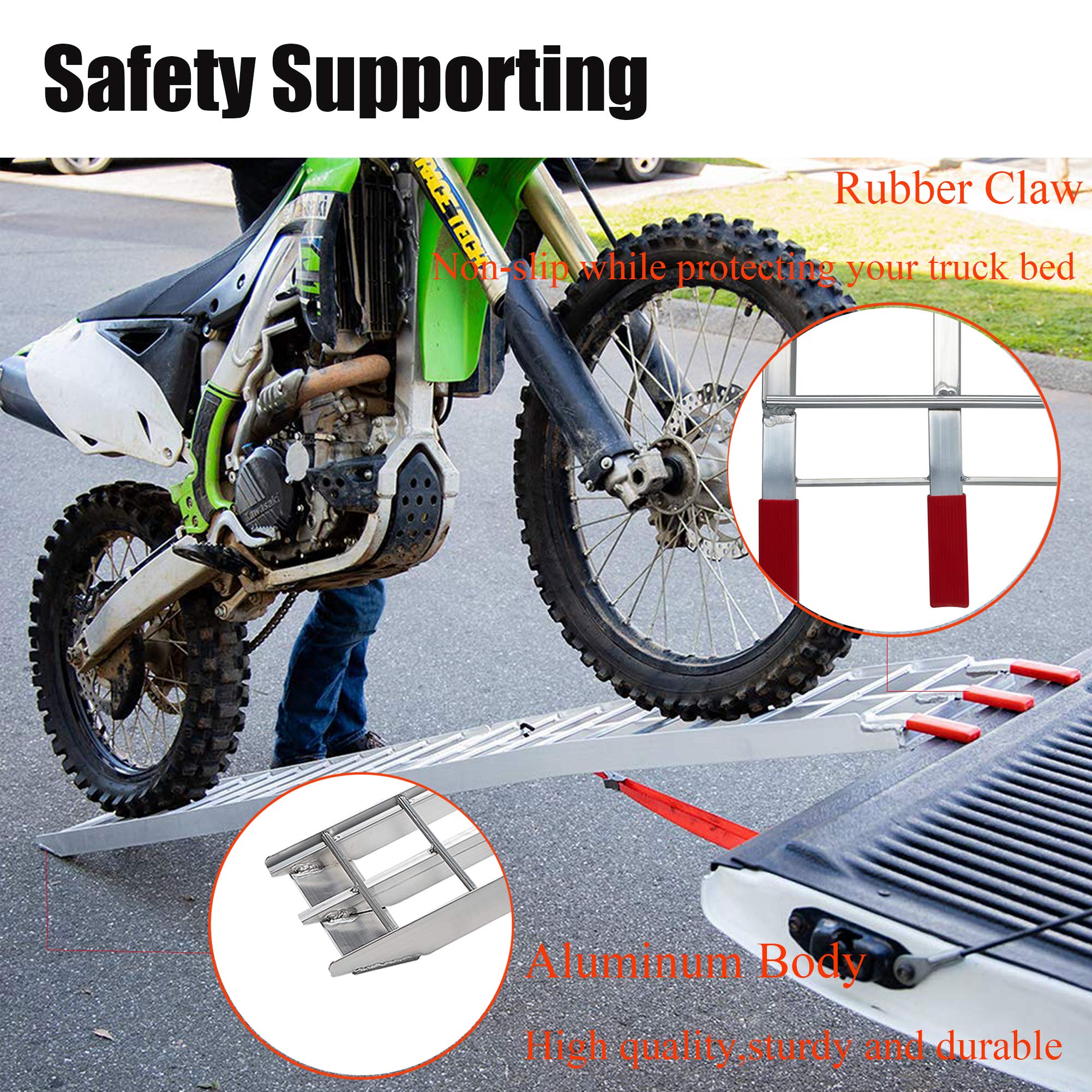 Ramps for Trucks, gardhom Foldable 7.5' Aluminum Loading ramp for 4