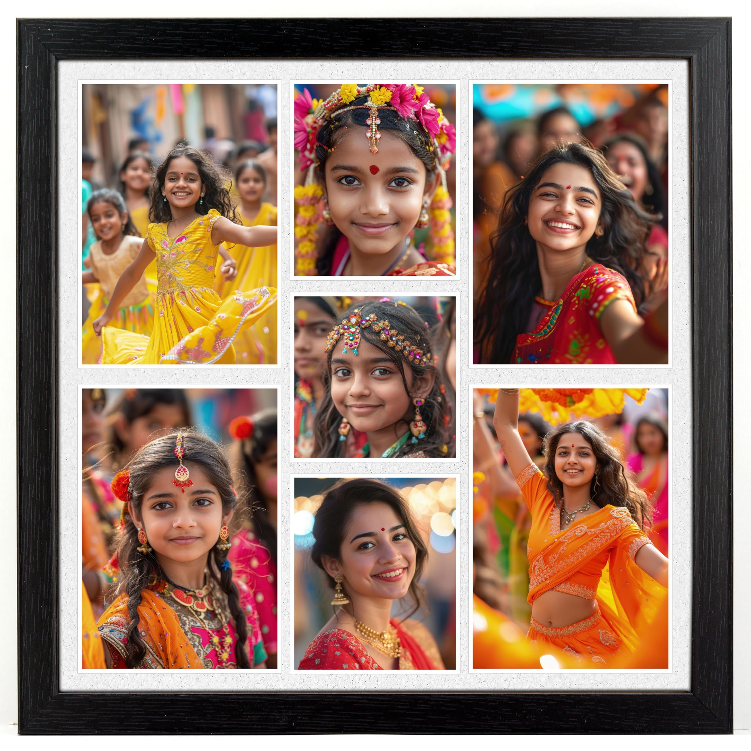 AJANTA ROYAL Customized Photo Frames with Image Upload, Wall Frame with Photo | Personalized Print | Customised Gift For Friend, Anniversary, Birthday, Wedding, Couples (7 - Photo Collage-1, Black)