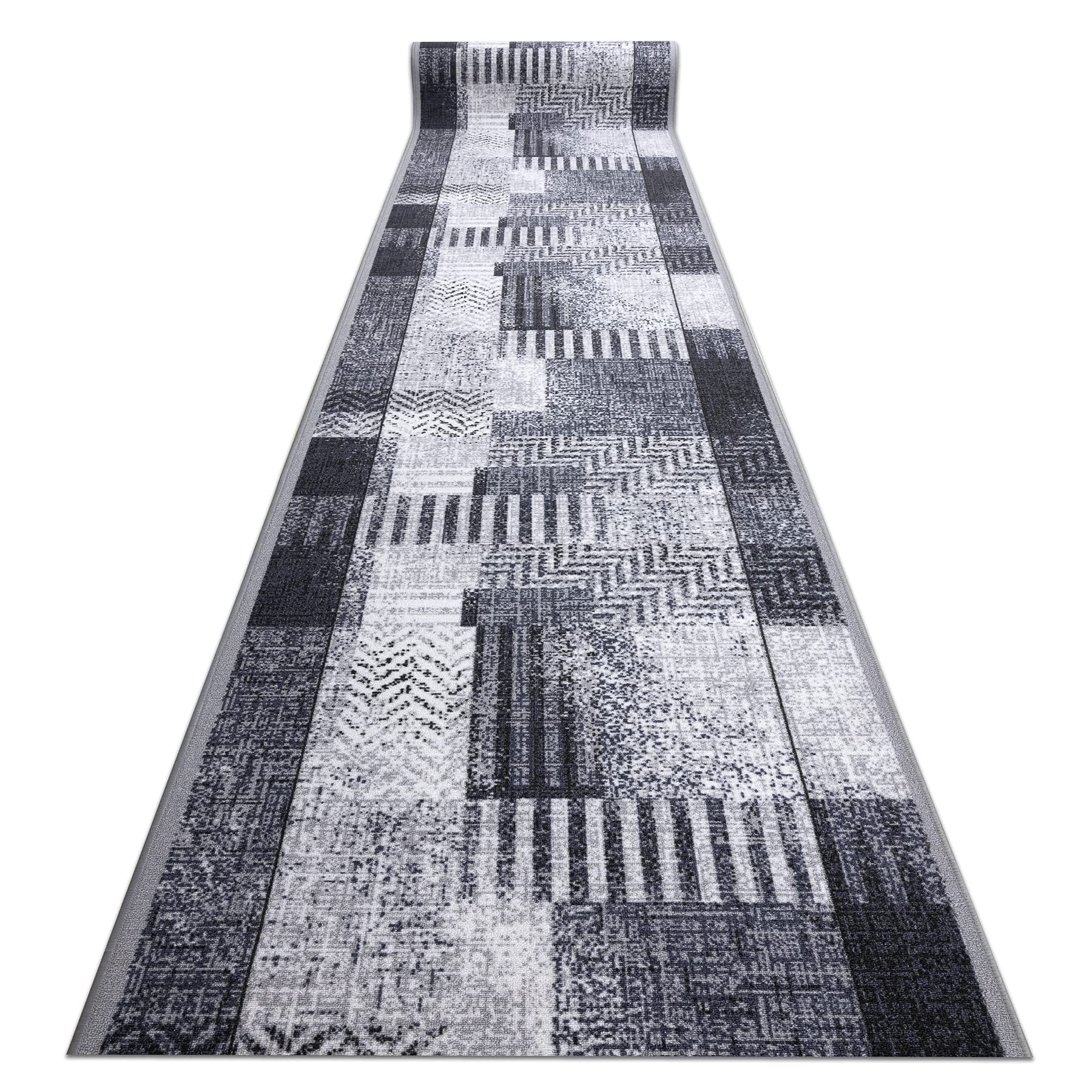 rugsx Tapis de Couloir Essenza - Antidérapant, Moderne et Durable, idéal pour la Cuisine, Le Hall et Le Couloir, Gris 100x410 cm