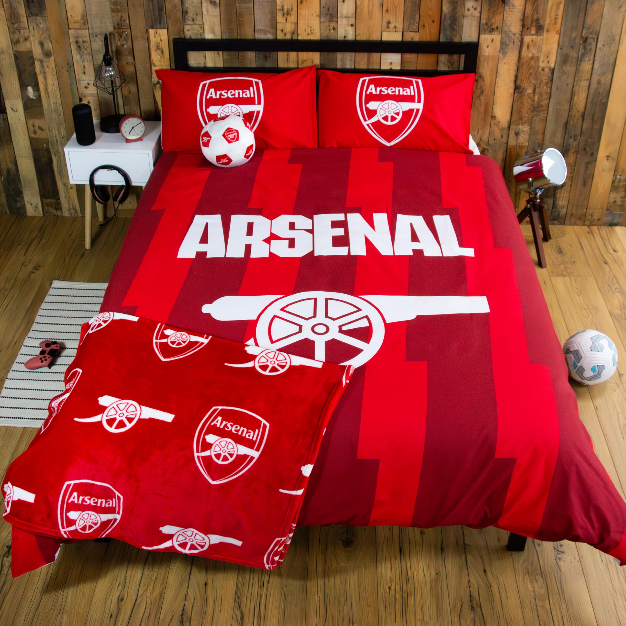 CHARACTER WORLD Arsenal FC Official Double Duvet Cover Set, Geometric Design, Multicolor - Image 2