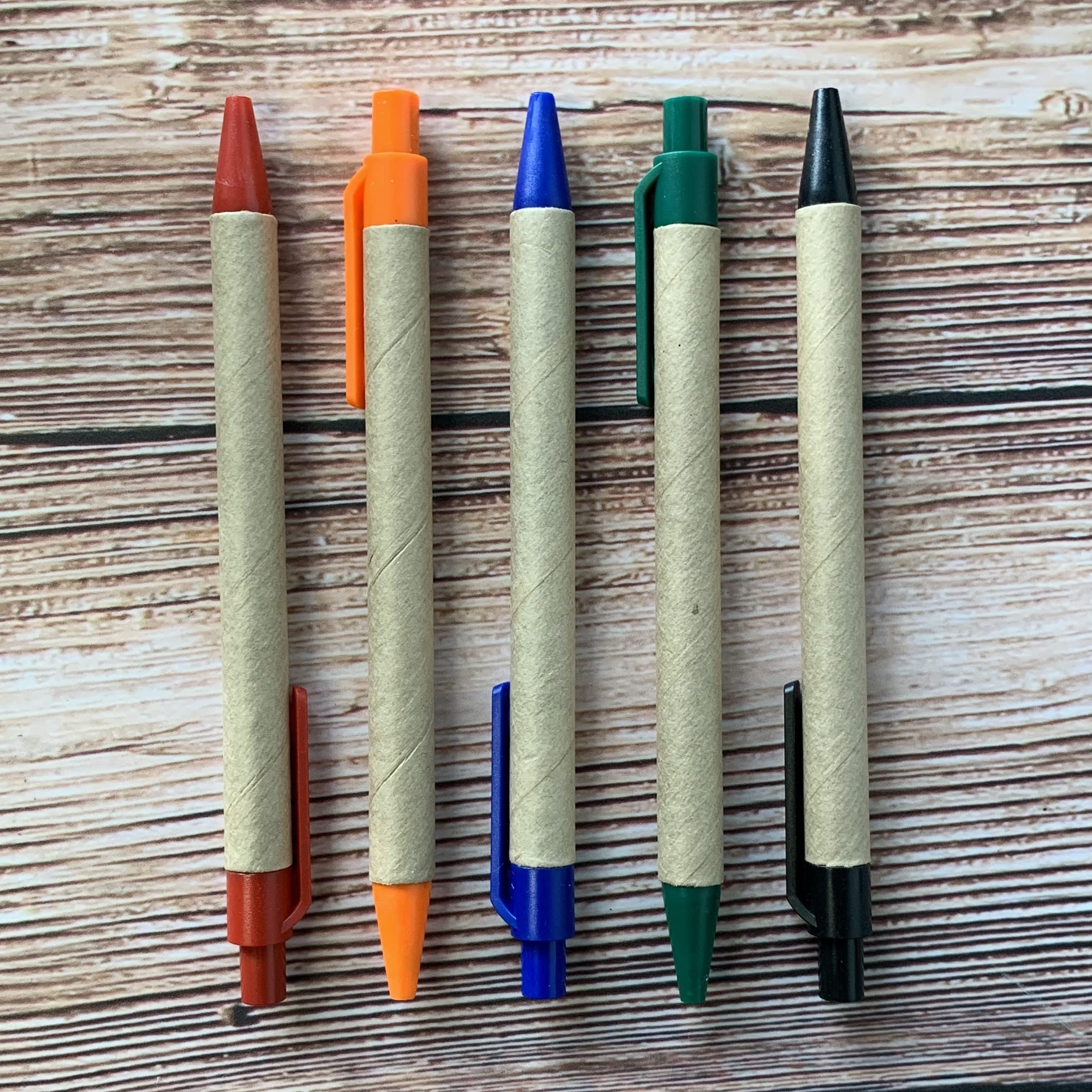 stika.co Lot de 40 stylos à bille en papier recyclé respectueux de l'environnement – Cadeaux d'événements promotionnels – Rouge