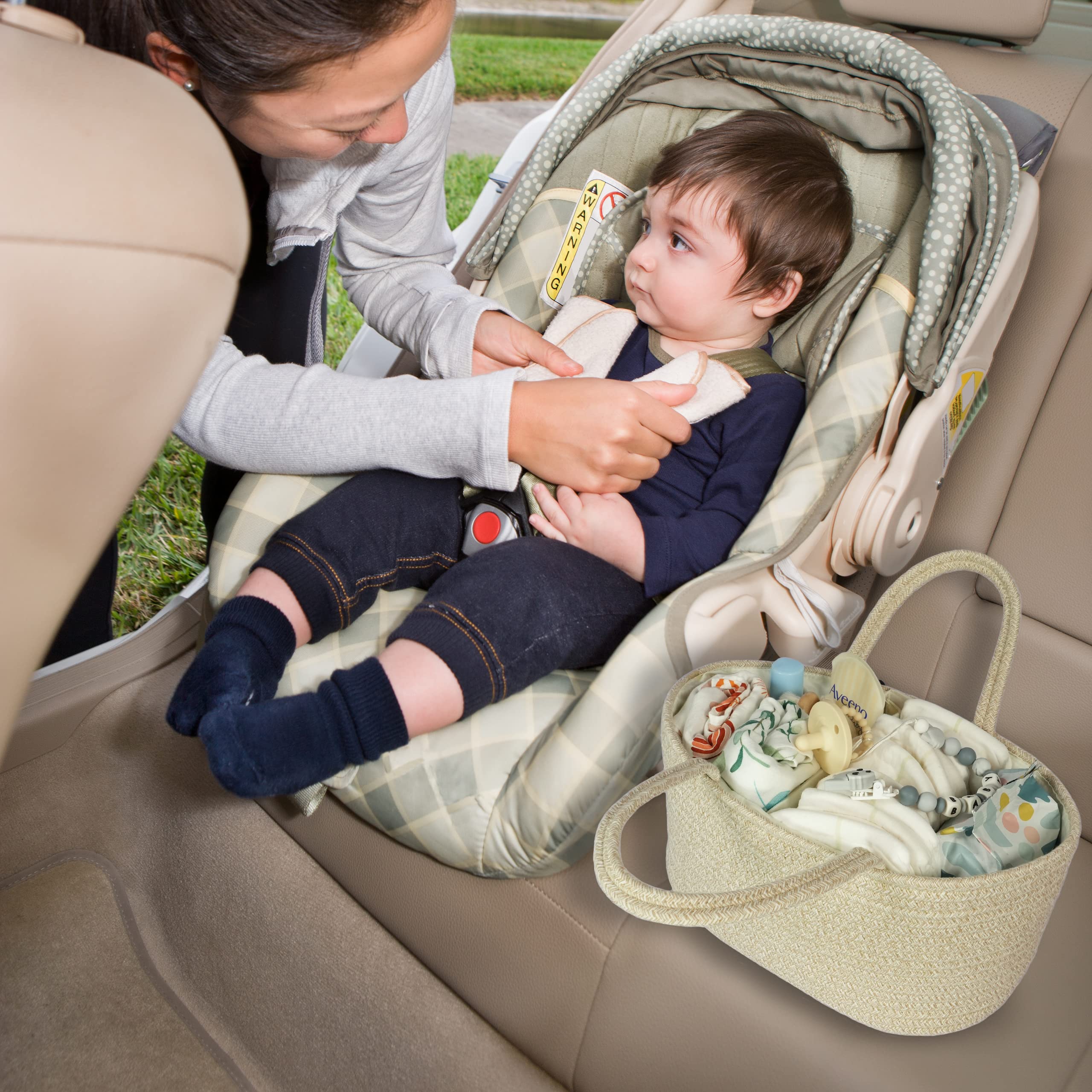 Cesto Portapannolini In Corda Di Cotone, Organizer Portaoggetti Pieghevole Per Fasciatoio, Viaggio E Cameretta, Regalo Unisex Perfetto Per Neonato
