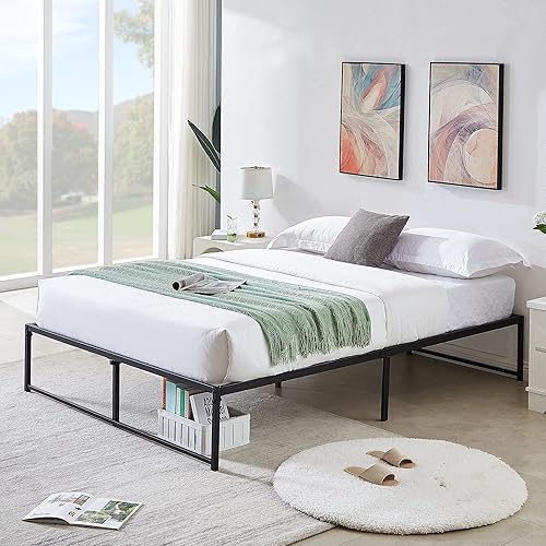 Miniatura 58 de VECELO - Base de cama metálica, no necesita somier, base de colchón, soporte de listones de acero, color negro, tamaño king