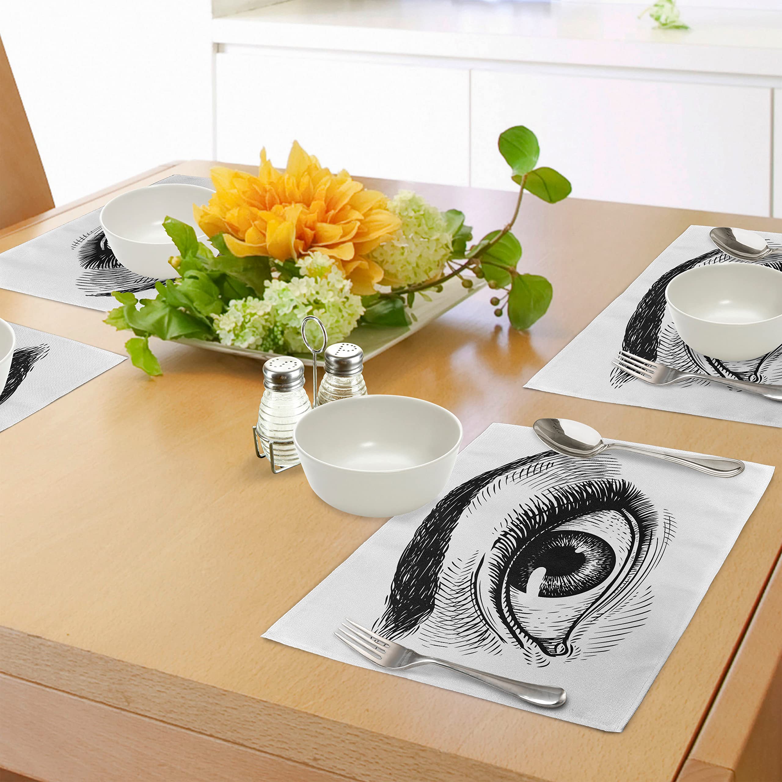 ABAKUHAUS gavia Tovaglietta Americana Set di 4, Doodle disegnati