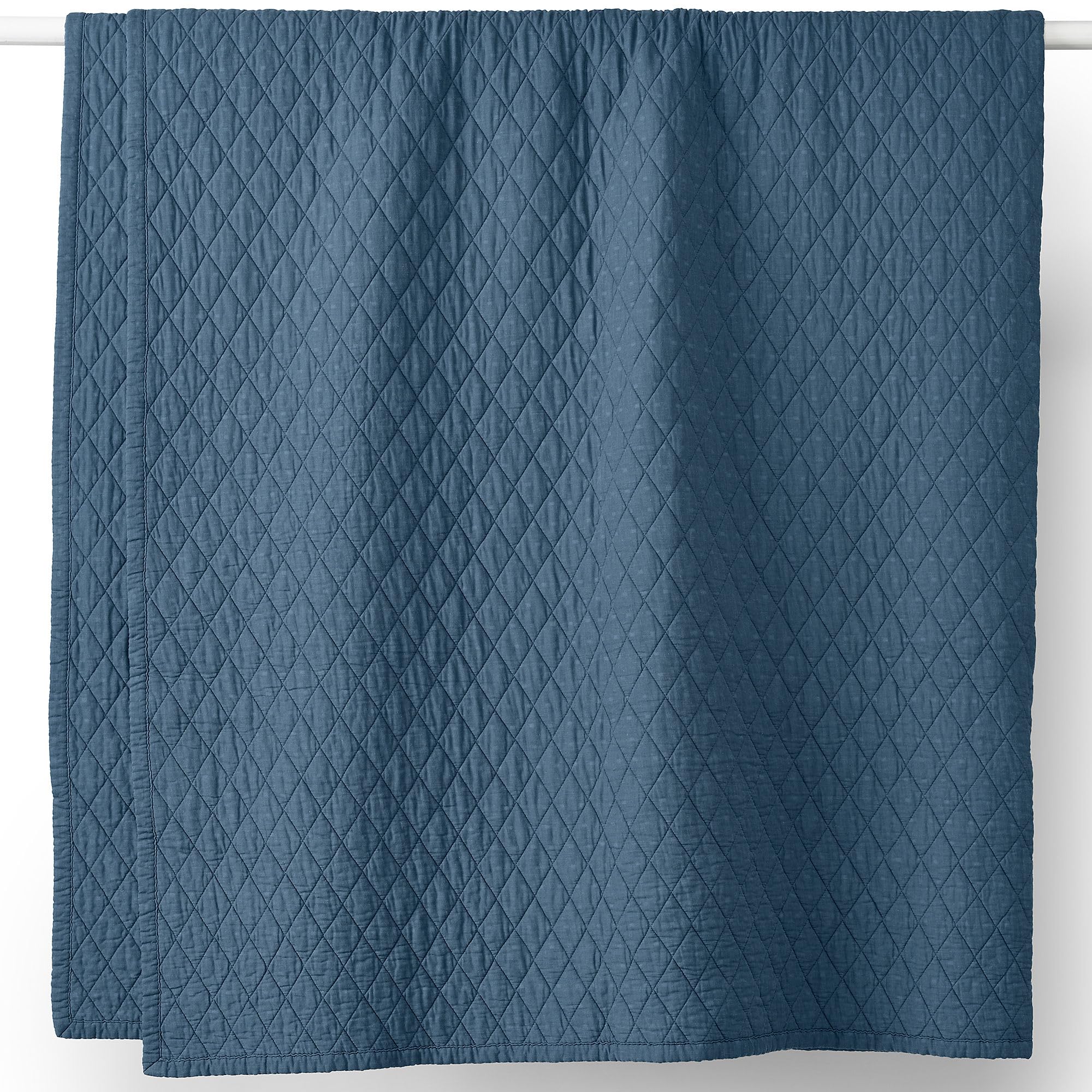 Lands' End Solid Diamond Double Voile Quilt Bering Sea Blue King