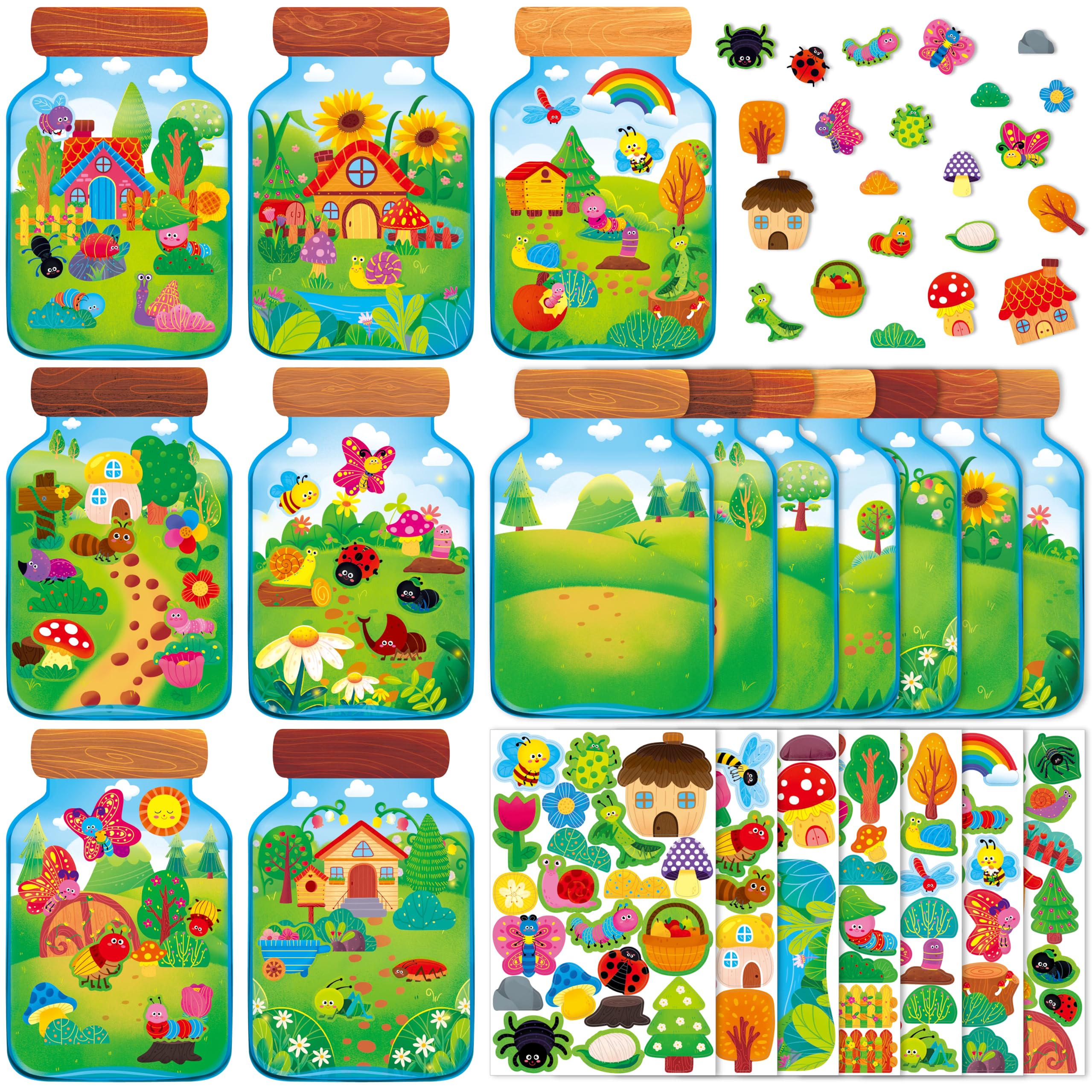 Autocollants insectes abeille papillon coccinelle : kit de stickers de loisirs créatifs enfants