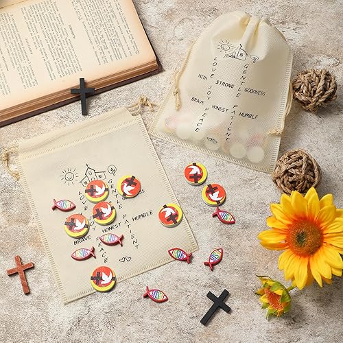 Miniatura 4 de Sumind Juego de 24 juegos de Navidad cristianos de Tic Tac Toe para niños, recuerdo de fiesta religiosa con Biblia de Jesús, mini juego de peces de