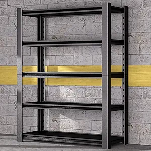 5-Tier Heavy Duty Garage Shelving Unit, 3000 LBS Capacity Metal Storage Rack 72" H x 48" W x 20" D, Adjustable Steel Shelves for Garage, Warehouse, Basement, Pantry, Workshop.1 Pack