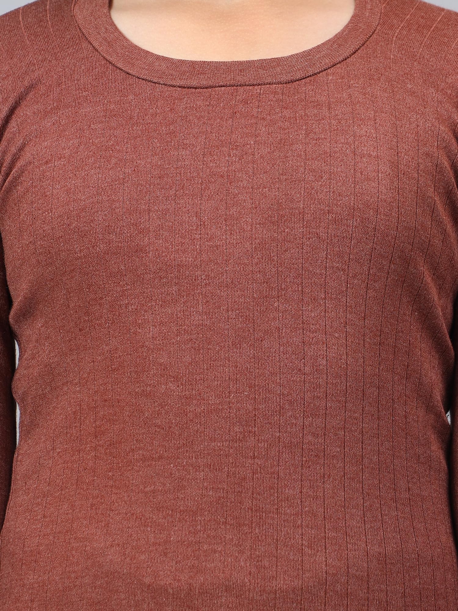 FUNKOOL Boys & Girls Hotpot Desire|Slim Fit| Cotton Rich |Full Sleeves|Round Neck|Trendy Winter Wear|Top with Inner Elastic Payjama Thermal Set -Brown 2
