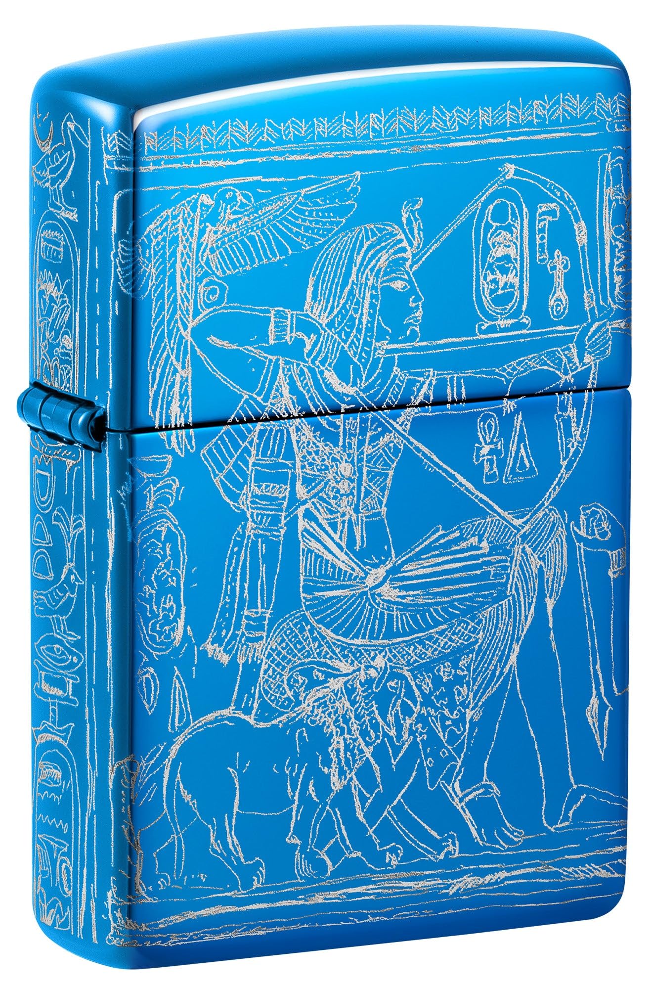 Zippo Lighter: Egyption Hieroglyphics, 360 Photo Image - High Polish Blue 81657