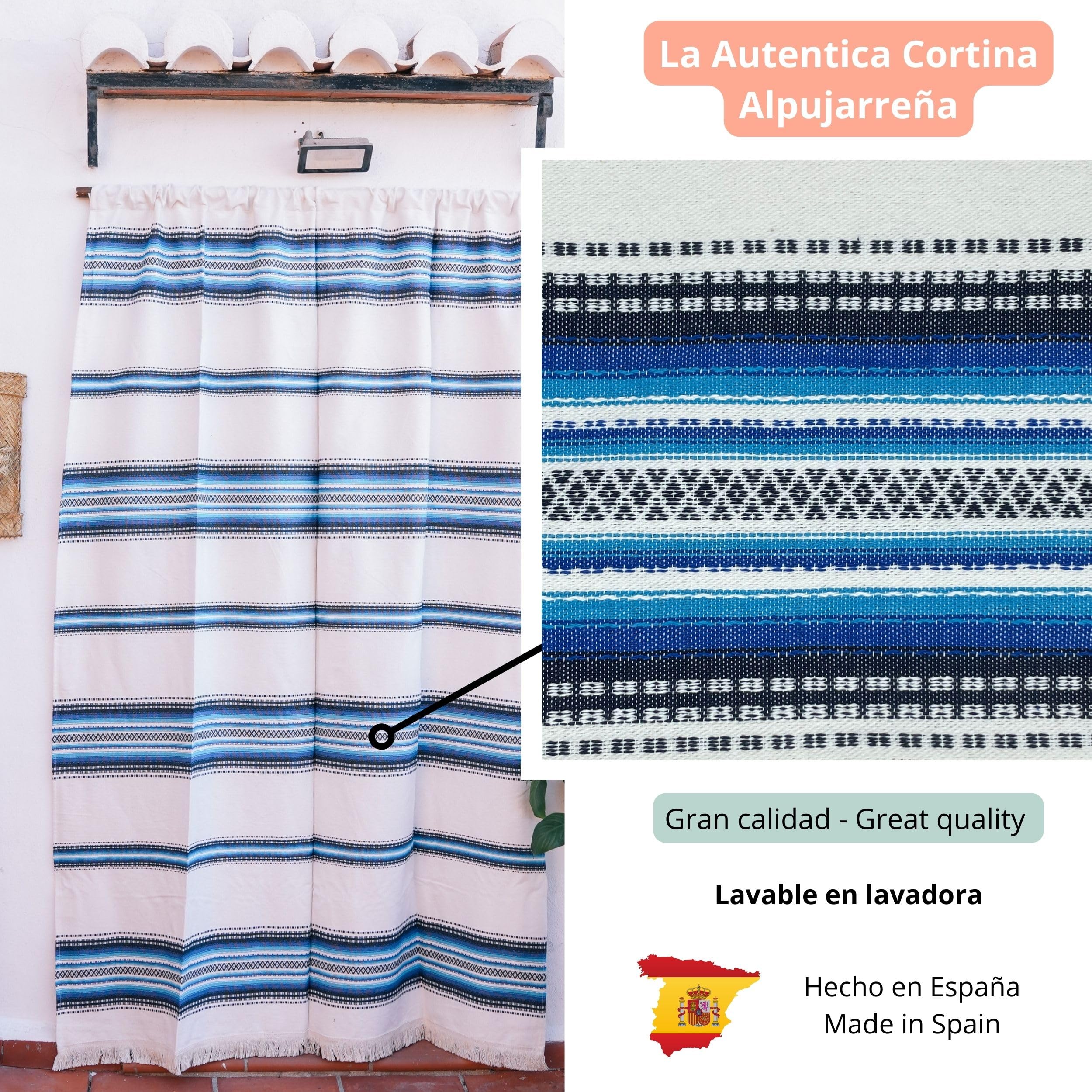 Jarapa Home Made with love Tenda Alpujarreña Rustica, realizzata in Spagna, fibra naturale di cotone, tenda per porta esterna, zanzariera e parasole, misure 160 x 215 cm