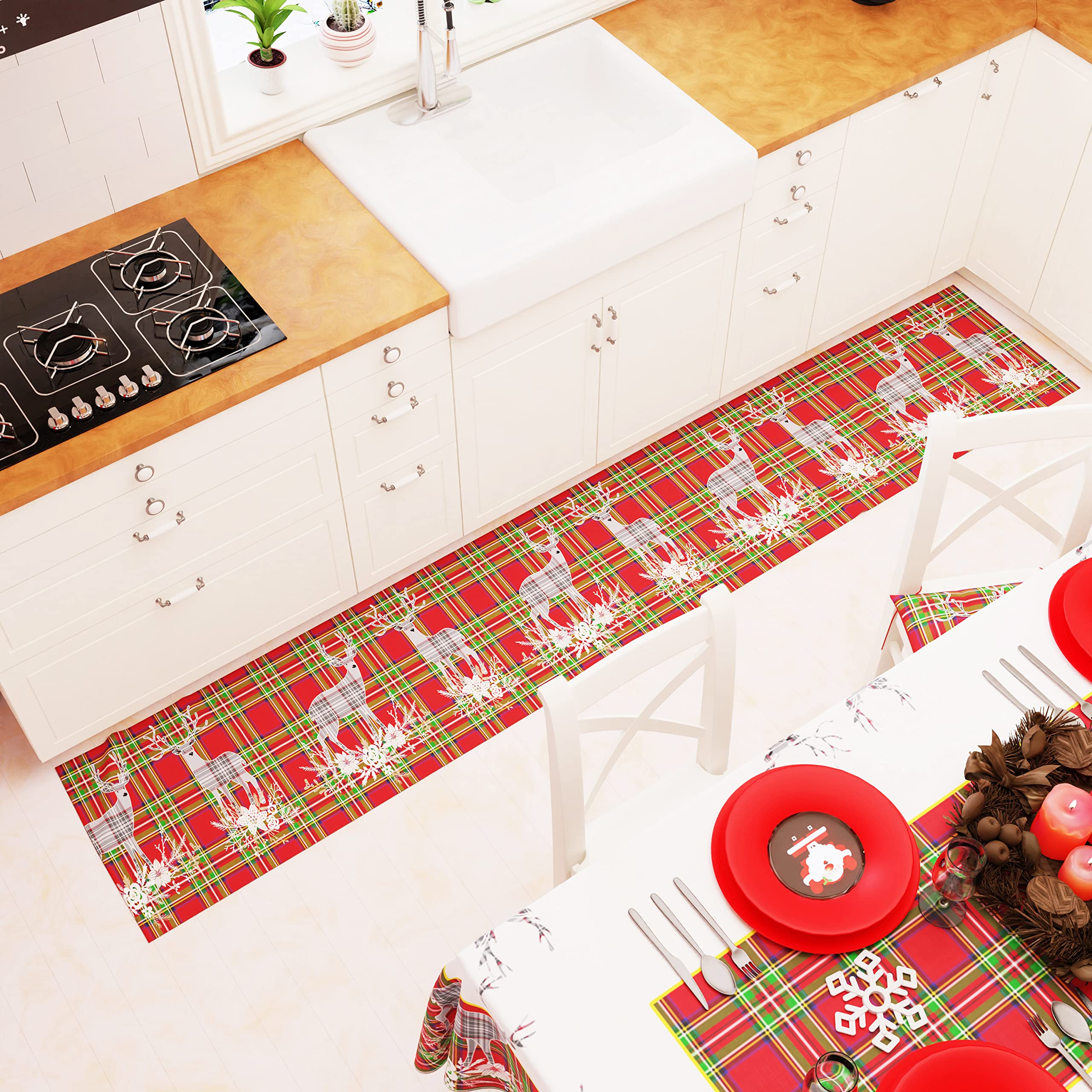 PETTI Artigiani Italiani - Tischdecke, Tischdecke, schmutzabweisend, Weihnachten, Tischdecke, Küche, Weihnachten, Muster: Rentiergrau, X12-Sitzer (140 x 240 cm), 100% Made in Italy
