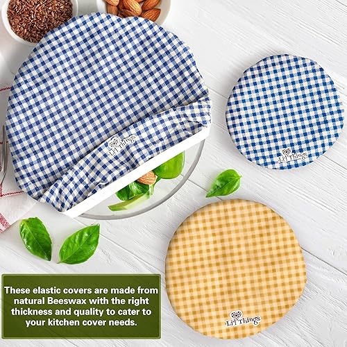 Miniatura 8 de Li'l Things Cubiertas ecológicas reutilizables para tazones de almacenamiento de tela de algodón hechas con cera de abejas. Disponible en 5 tamaños