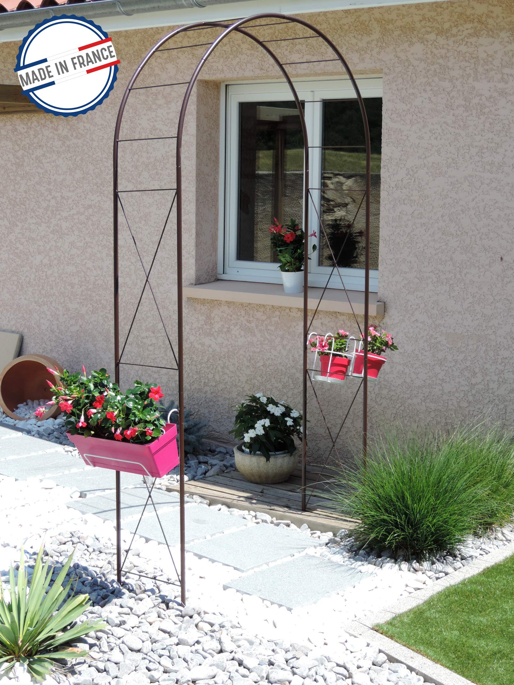 Louis Moulin 3186 Arche Jardin avec Décor Losange Métal Fer Vieilli 130 x 250 cm