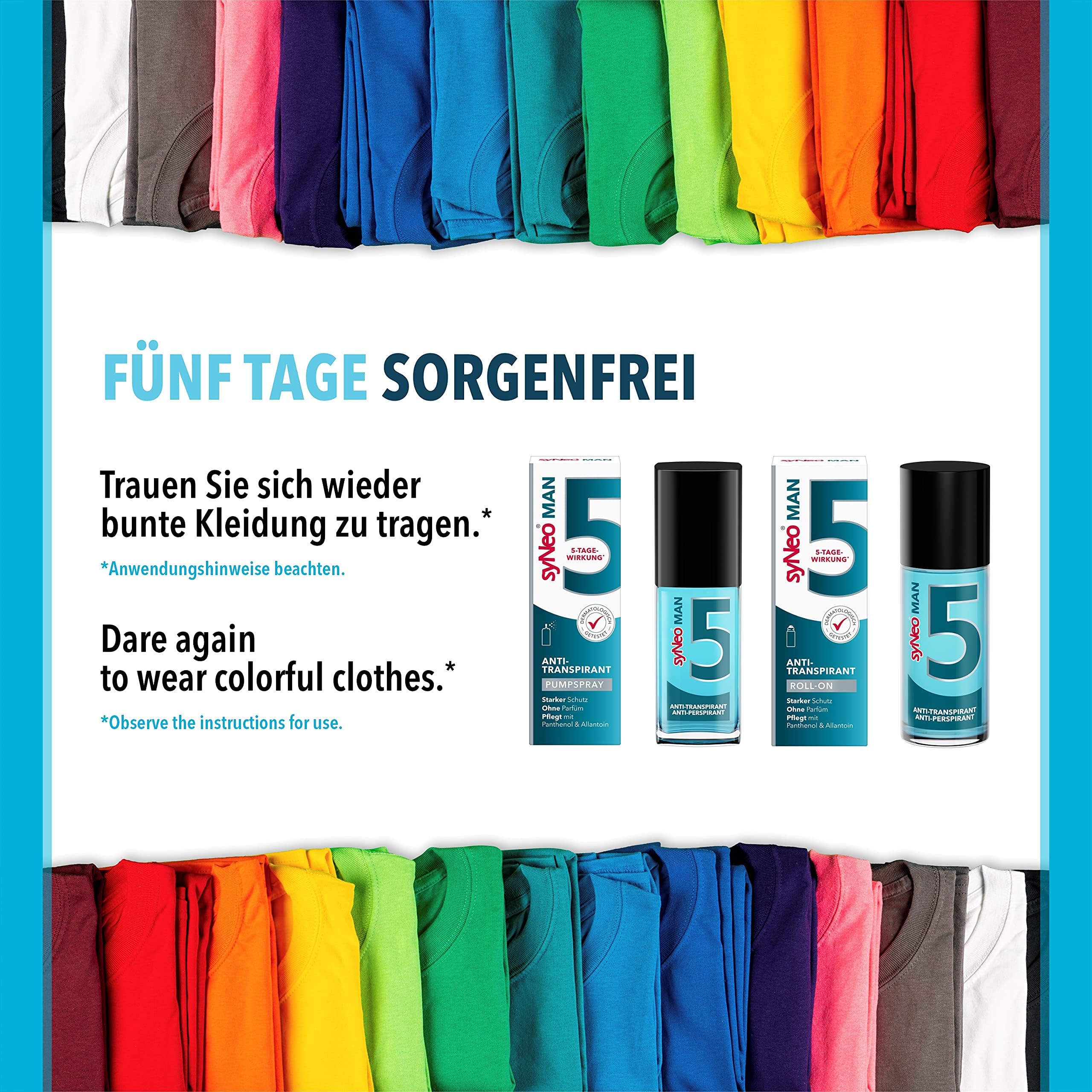 syNeo 5 MAN Spray antitranspirante – Efecto de 5 días – Contra el sudor y el olor – Para el cuerpo, las manos y la cara – Testado dermatológicamente – Para hombres – Fabricado en Alemania – 30 ml