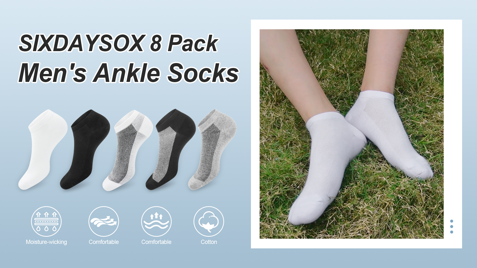 Amazon.com: SIXDAYSOX 8 Pack Mens Ankle Socks 3 Black 3 White 2