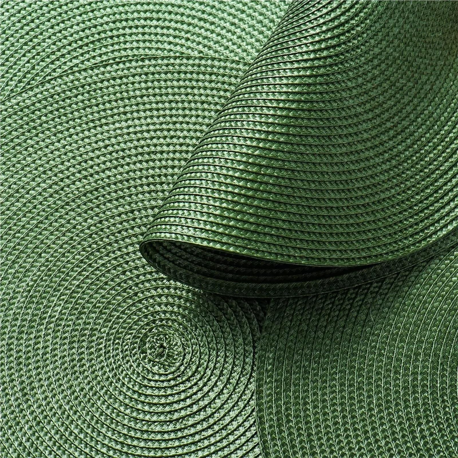 Tejido Salvamanteles Manteles Individuales Verdes de Regalo, tapete Mesa Trenzado Redondo, Almohadillas for Cuencos Comedor Antideslizantes Tejidas, Posavasos for Tazas Cocina, 1/4/6 Uds