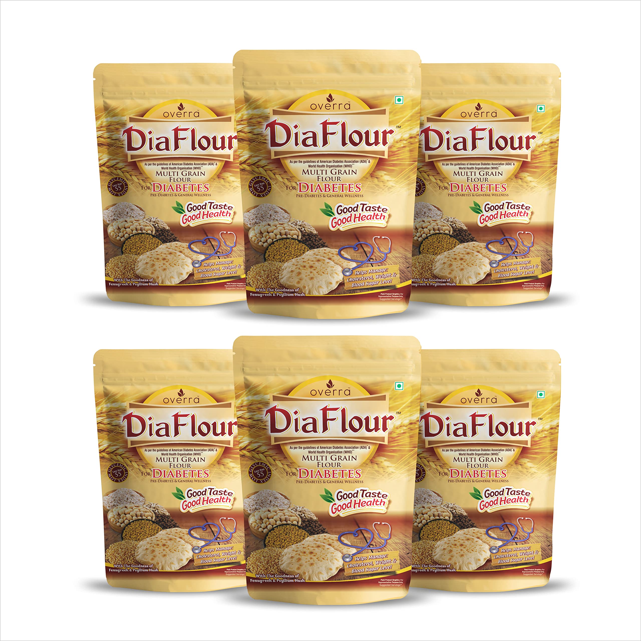 Overra Herbals Diaflour Diabetic Friendly Low Gi Multigrain Flour | Diet Flour, Free from Chemical, Natural Without Side Effects – 1 Kg (Pack of 6) (B0B1X69K3Z) Amazon Price History, Amazon Price Tracker
