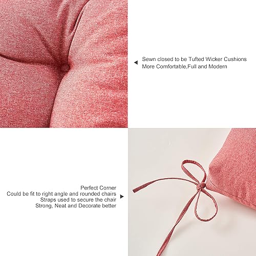 Miniatura 4 de ARTPLAN Cojín para silla de patio, cojín copetudo Adirondack para silla de exterior, cojín de mimbre con respaldo alto, juego de 4, 44 x 21 x 4