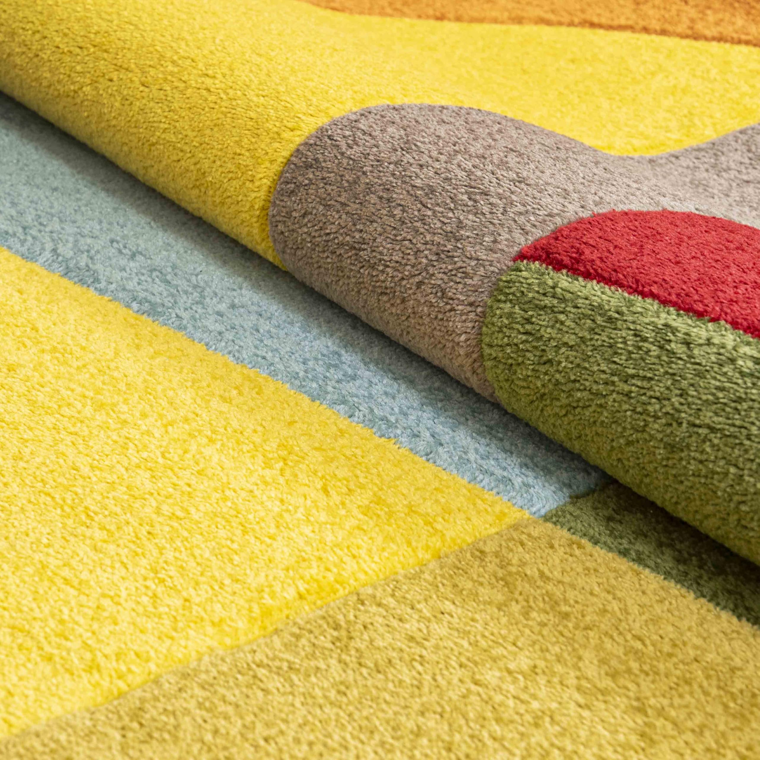 Mazovia Tappeto moderno geometrico a pelo basso - Tappeto colorato morbido per soggiorno, camera da letto, sala da pranzo - certificato ÖKO-TEX - Tappeto con motivo geometrico colorato 120 x 170 cm