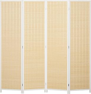 HOMCOM Paravent Interieur en Bois 4 Panneaux 180 x 180 cm séparateur de pièce Pliable cloison de séparation pour Salon Chambre à Coucher Maison, Bois Naturel