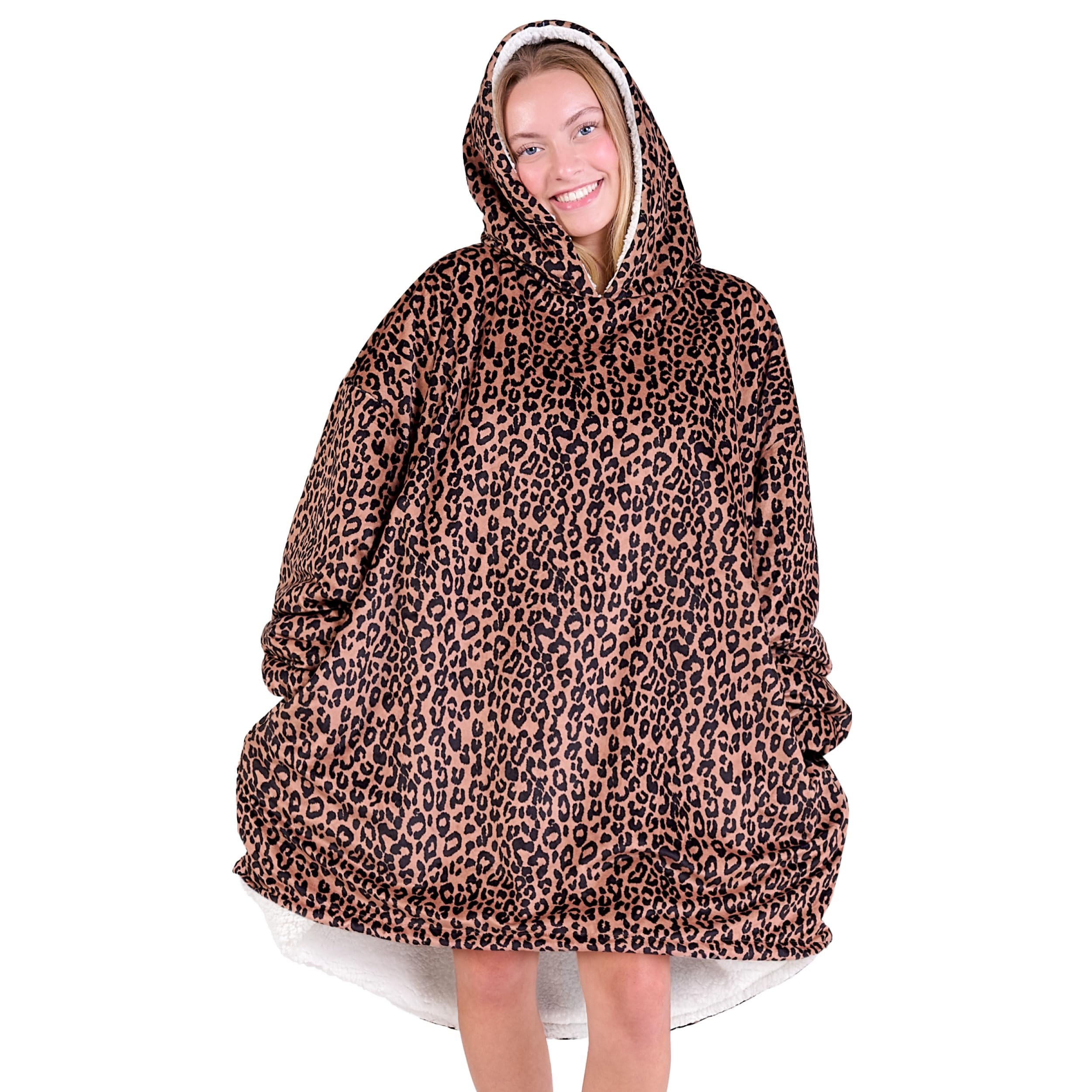 Bare Home Wearable Blanket Hoodie - Soft Plush Sherpa - Warm and Cozy - Oversized Wearable Blanket