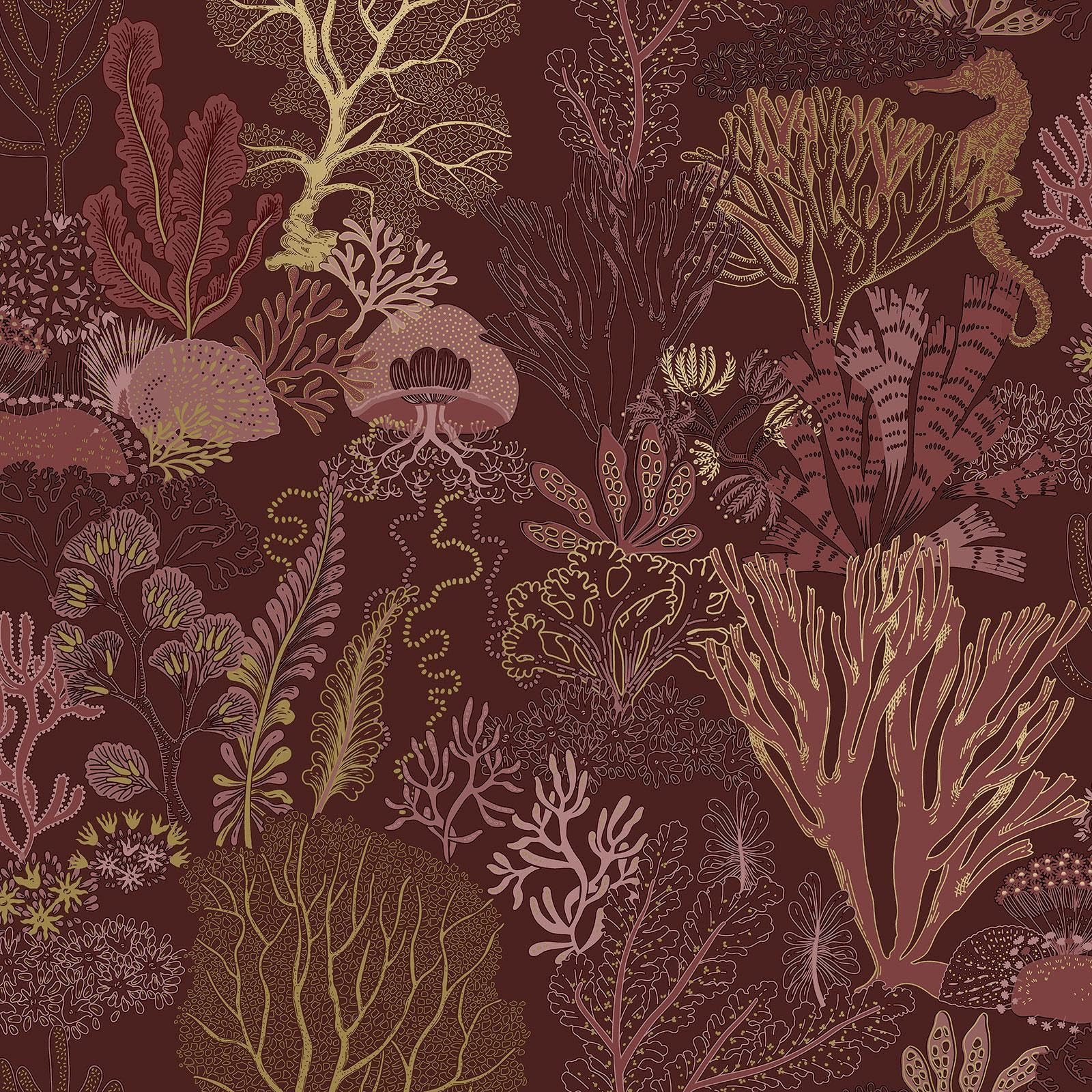 Holden Odyssey Underwater World Ocean Marine Life Illustrated Wallpaper with Jellyfishes Seahorses Shells Berry (14340)