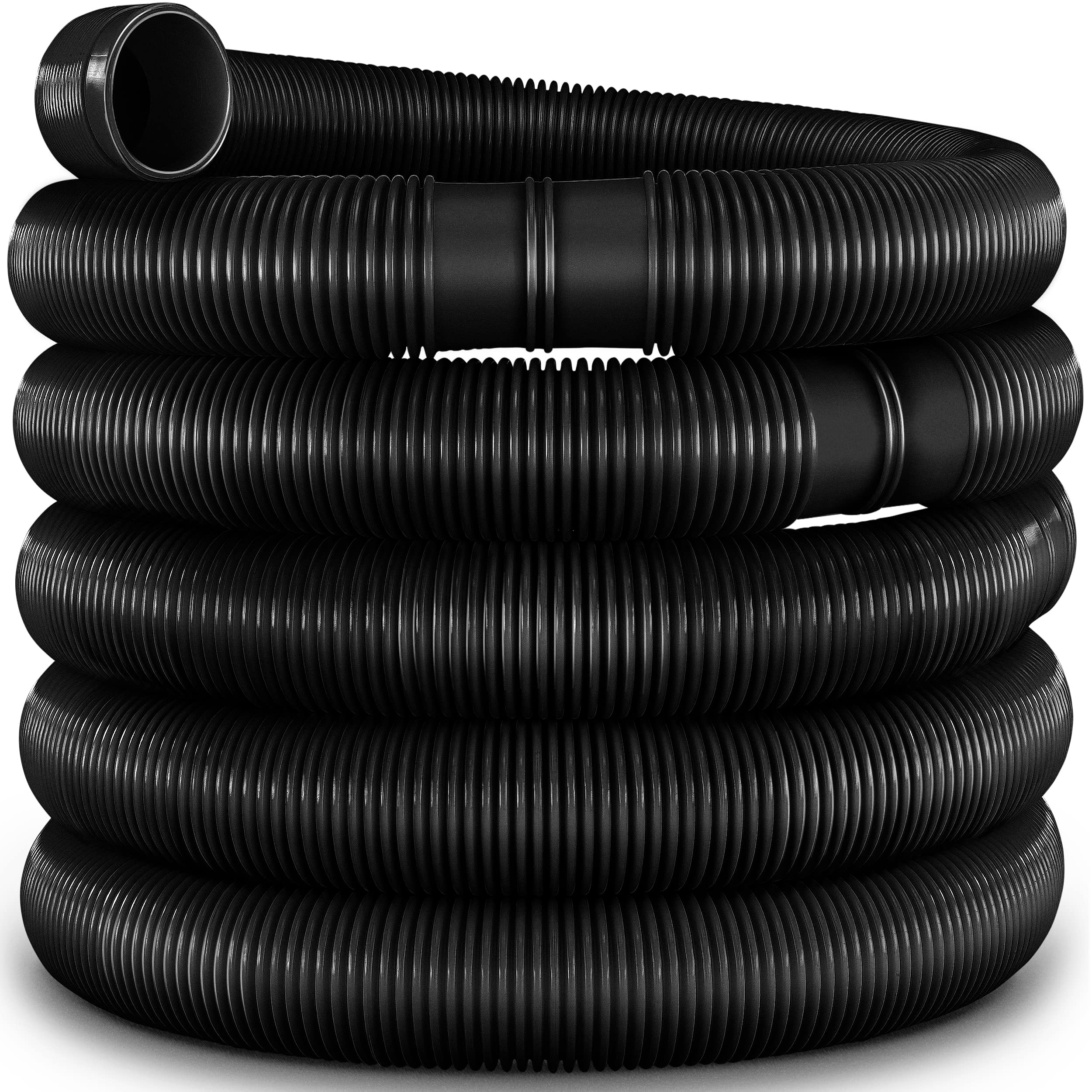 tillvex Wąż basenowy 8 m / 32 mm, czarny | wąż basenowy z mufami | wąż solarny do basenu i basenów | wąż ssący | wąż pompujący | elastyczny wąż do wody