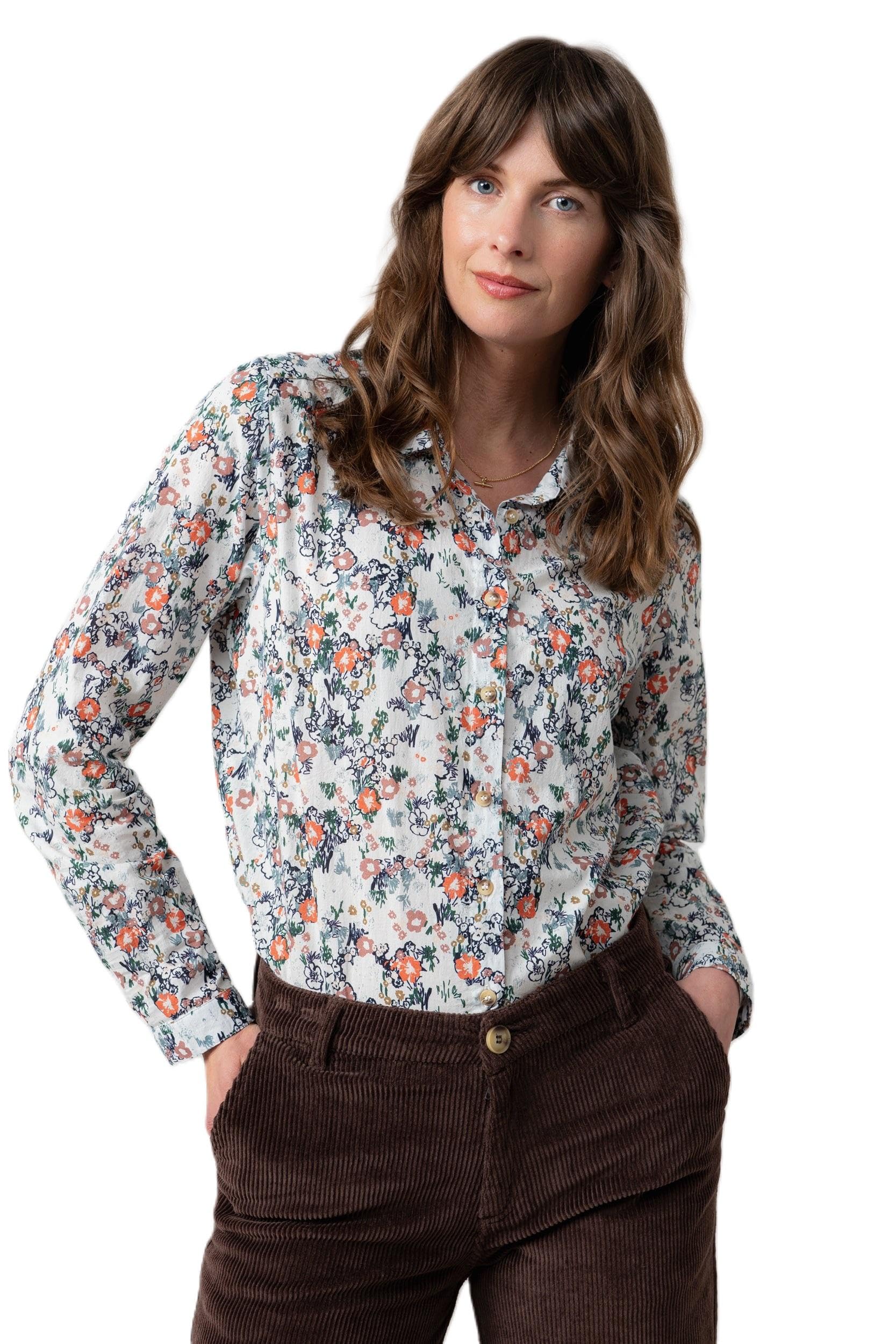 Lily & Me Patsy Cotton Ditsy Shirt - Ecru - Size 10
