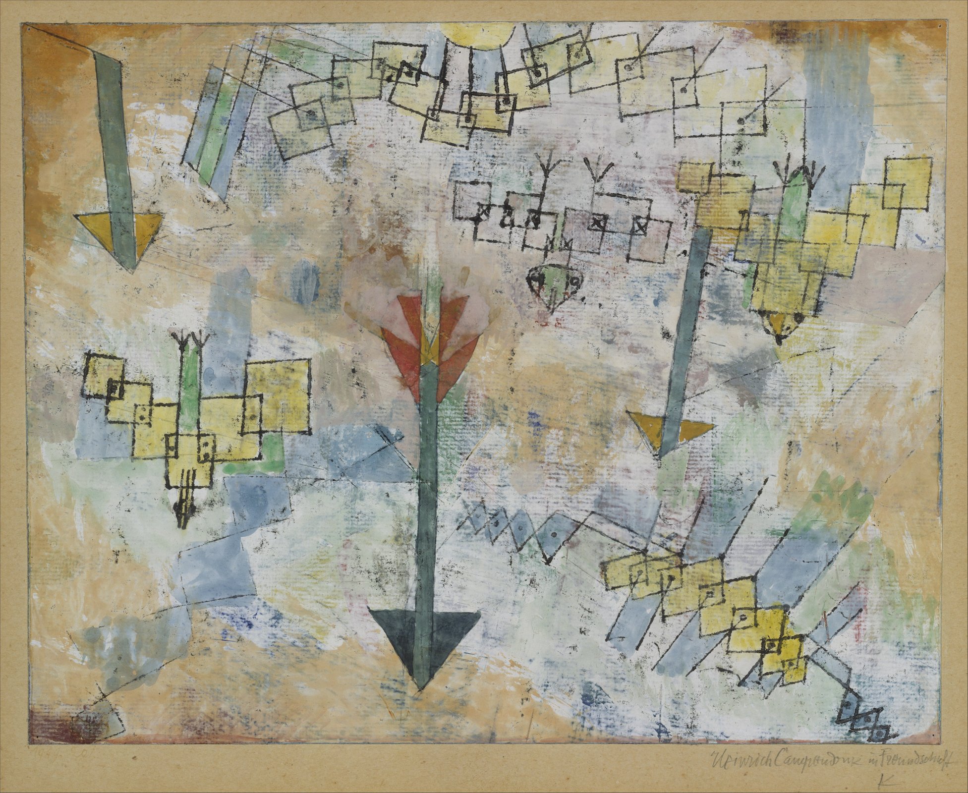 Poster Paul Klee Birds Swooping Down de qualité archive pour salon élégant