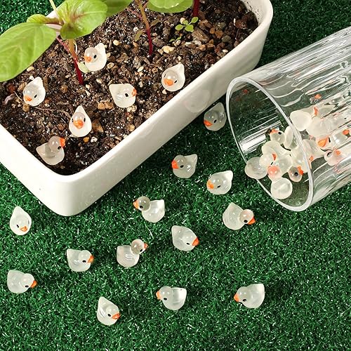 Miniatura 3 de 100 piezas de mini patos de resina luminosos, diminutos patos en miniatura, patos para jardín, paisaje, casa de muñecas, adorno en maceta,