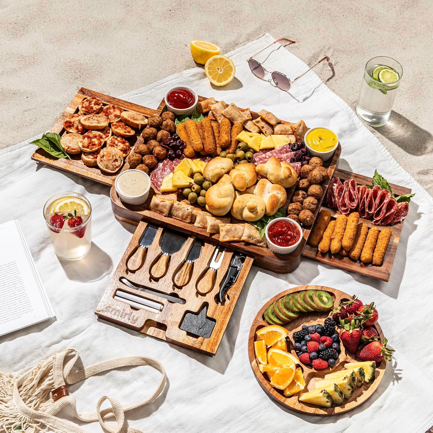 SMIRLY Charcuterie Boards Set - Large Acacia Cheese Board Set - House Warming Gifts New Home, Wedding Gift for Couple, Bridal Shower Gift, Birthday Gifts for Women - Image 8