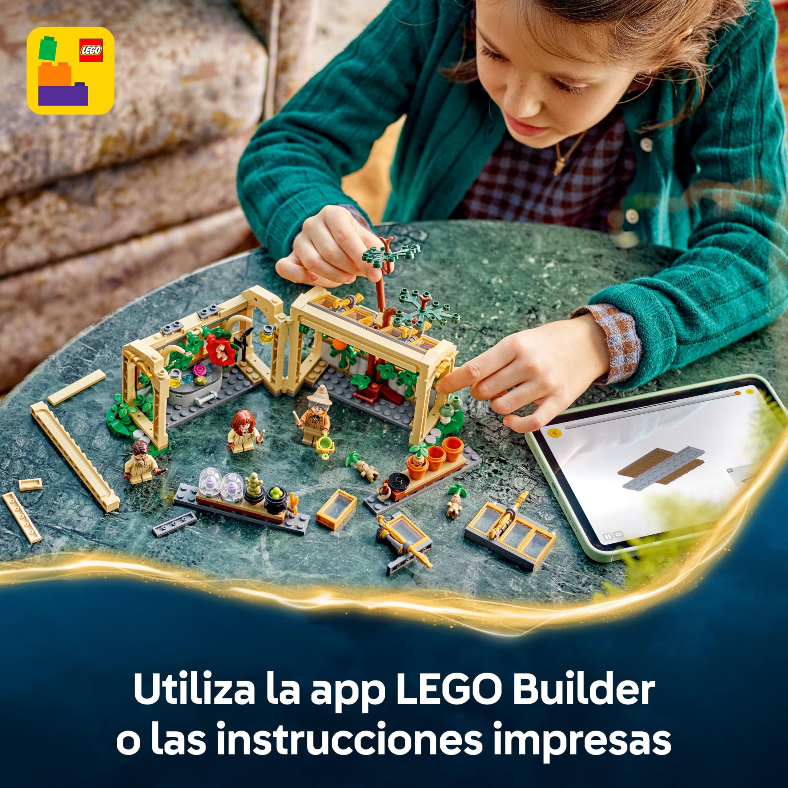 LEGO Harry Potter Castillo de Hogwarts: Clase de Herbología - Minifiguras de Neville Longbottom, Hermione Granger y Prof. Sprout - 3 Mandrágoras de Juguete - Regalo para Niñas y Niños de 8+ Años 76445