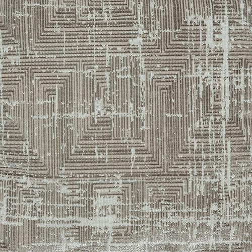 Miniatura 60 de L.R. Resources Inc LR Home Puf otomano de transición de poliéster gris/marfil para decoración del hogar | Reposapiés hecho a mano para decoración de