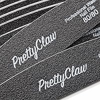 Vista 8 de PrettyClaw 50 limas de uñas profesionales de grano 80/80, lima de uñas acrílicas de media luna, centro de plástico, tablero de esmeril de doble cara
