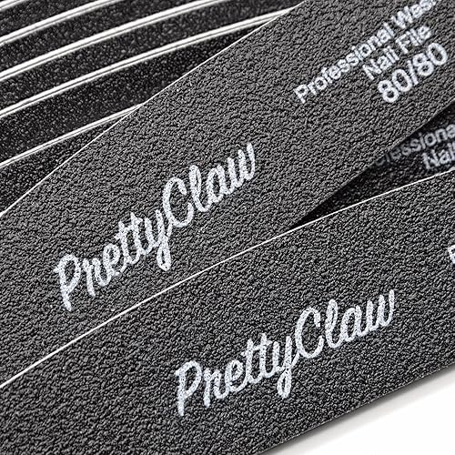 Miniatura 8 de PrettyClaw 50 limas de uñas profesionales de grano 8080, lima de uñas acrílicas de media luna, centro de plástico, tablero de esmeril de doble cara