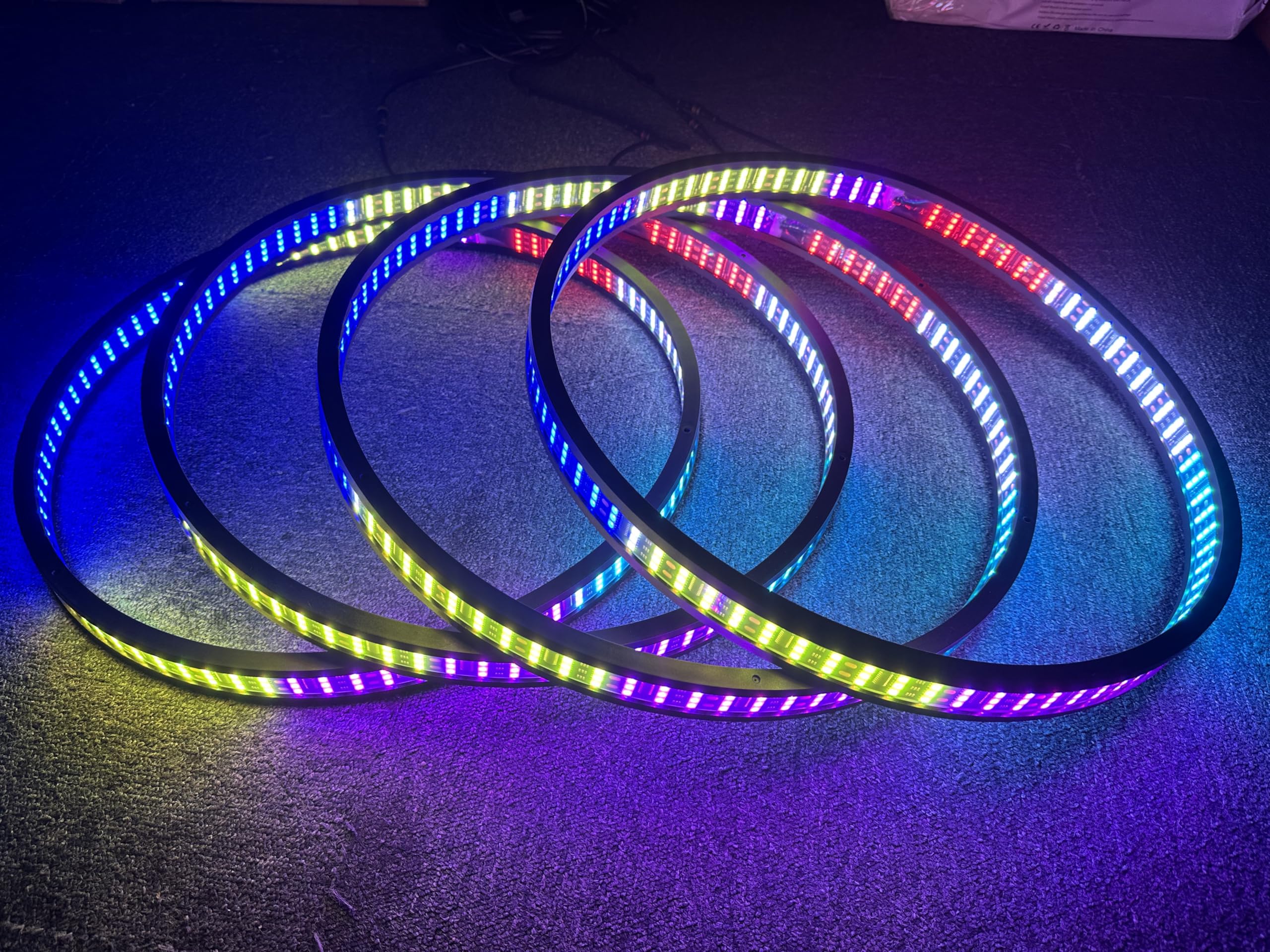 8Rolls PC Rings- 15.5'' Double Side Quad Row RGB Dream Color Chase Million Colors Shift Rim Lights LED Wheel Ring Light Dynamic Chaser Rings Lighting for Car Truck Vehicle