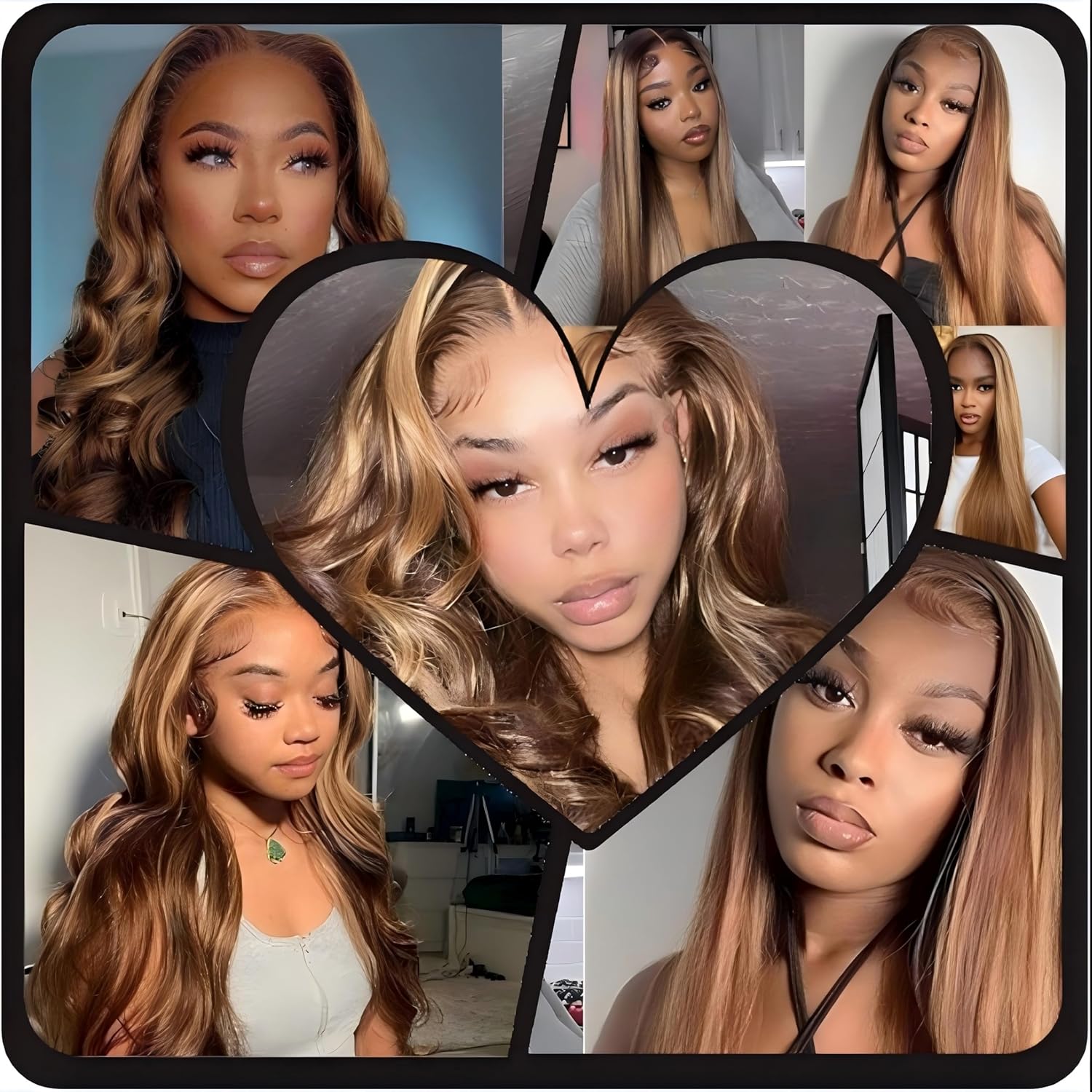 4/27 Closure Frontal Highlight Body Wave Closure Human Hair P4/27 2 By 6 Lace Frontal HD Transparent Deep Free Side Part Kim K With Baby Hair Natural Hairline 16 Inch