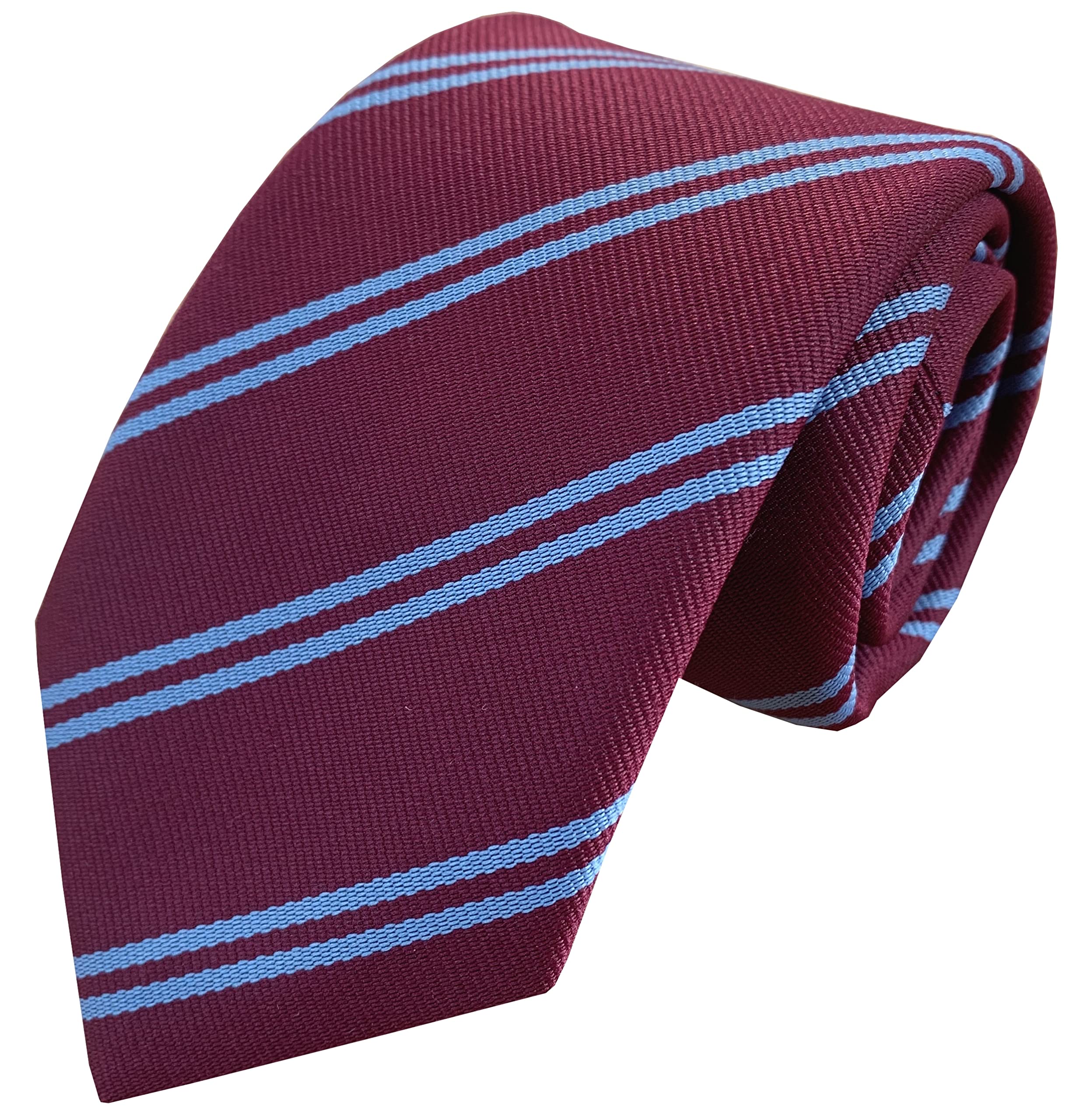Boys 52 inch Claret & Blue Striped Football Neck Tie