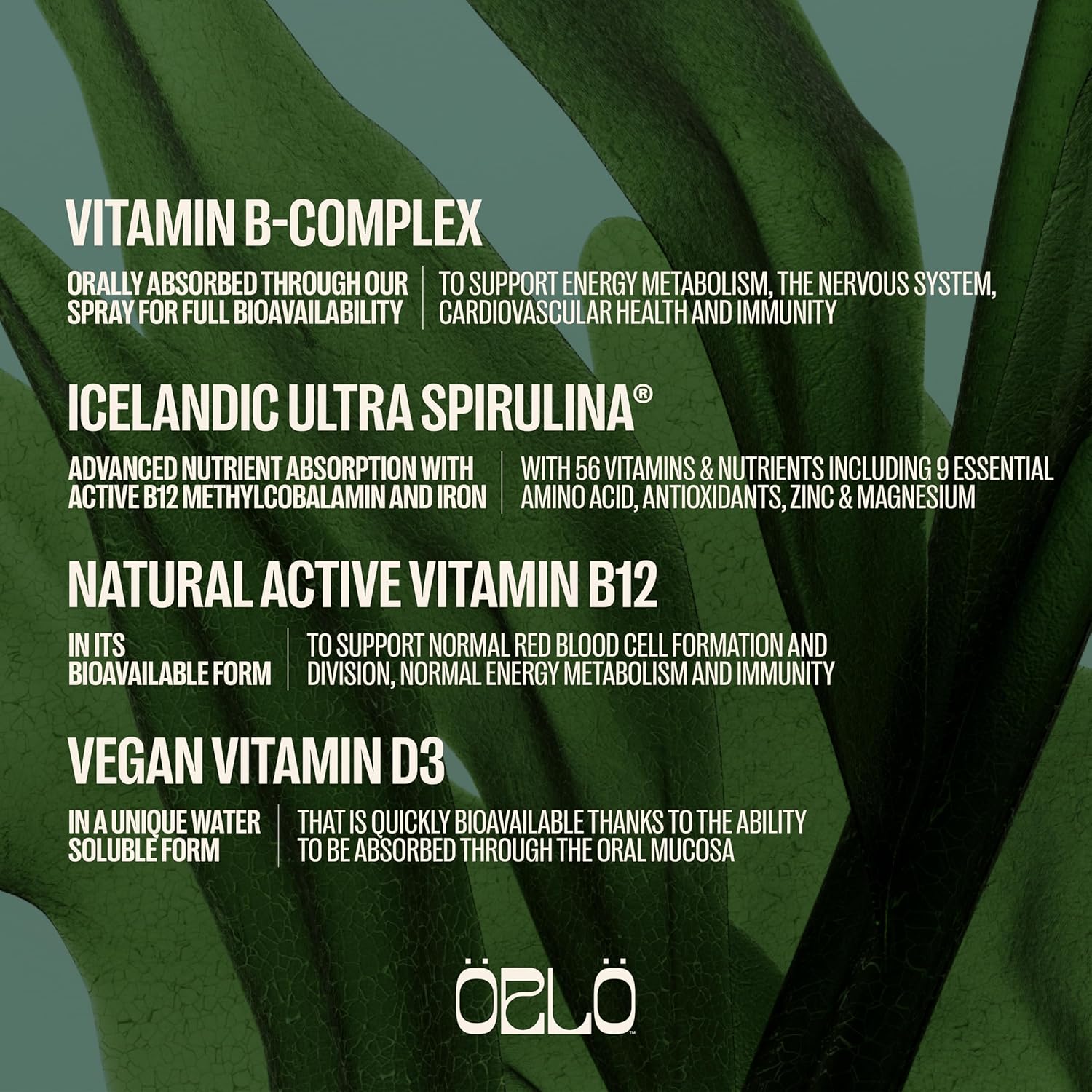 Orlo Immunity Boost Multivitamin for Adults with VIT B12 & B Vitamin Complex, Vegan Vitamin D3 & Icelandic Ultra Spirulina – Fast-Absorbing Immune & Energy Support, Mint Flavour, 60 Servings
