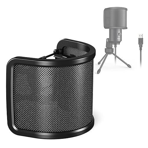 FIFINE Pop Filter Screen, Compact Microphone Pop Shield Windscreen with Metal Mesh for Recording Studio, YouTube Videos, Streaming, Podcast (Black)