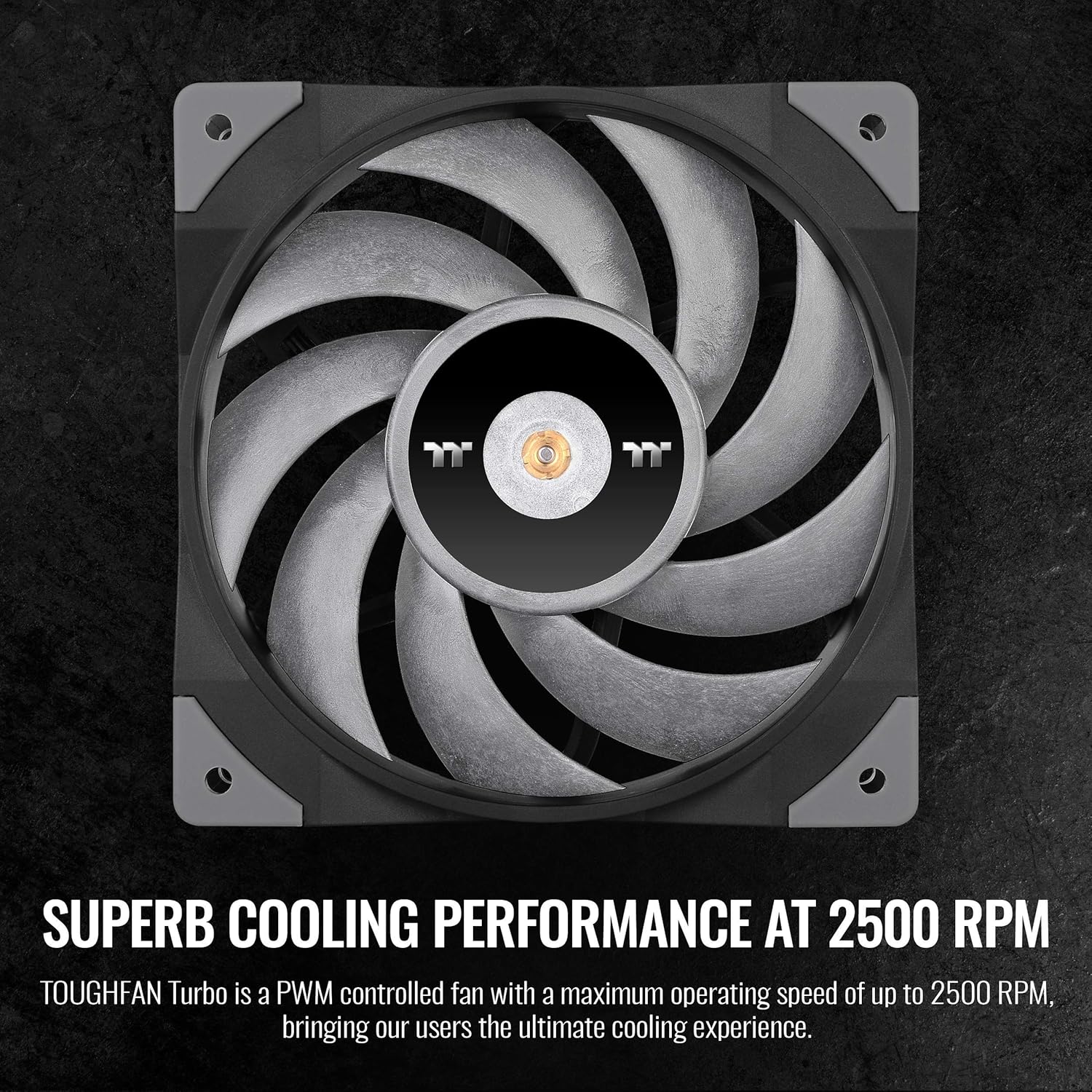Thermaltake ToughFan 12 Turbo, PWM Controlled PWM 500~2500rpm, Metal-Reinforced Motor Hub, Gen.2 Hydraulic Bearing 120mm Case/Radiator Fan (Single Pack) CL-F121-PL12GM-A, 140mm,Black