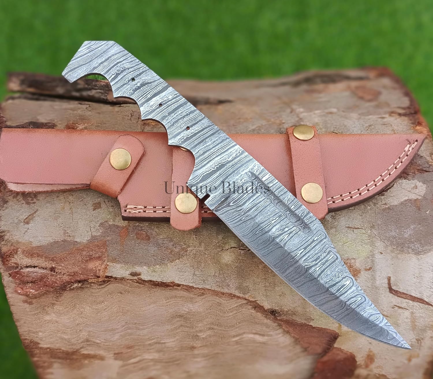 12 Inches Blank Blades, Bowie Skinner' HUNTING KNIVES MAKING' FULL TANG BLADE - Damascus Steel - Blade With Leather Sheath Cover' Fix Guard- Razor Sharpe